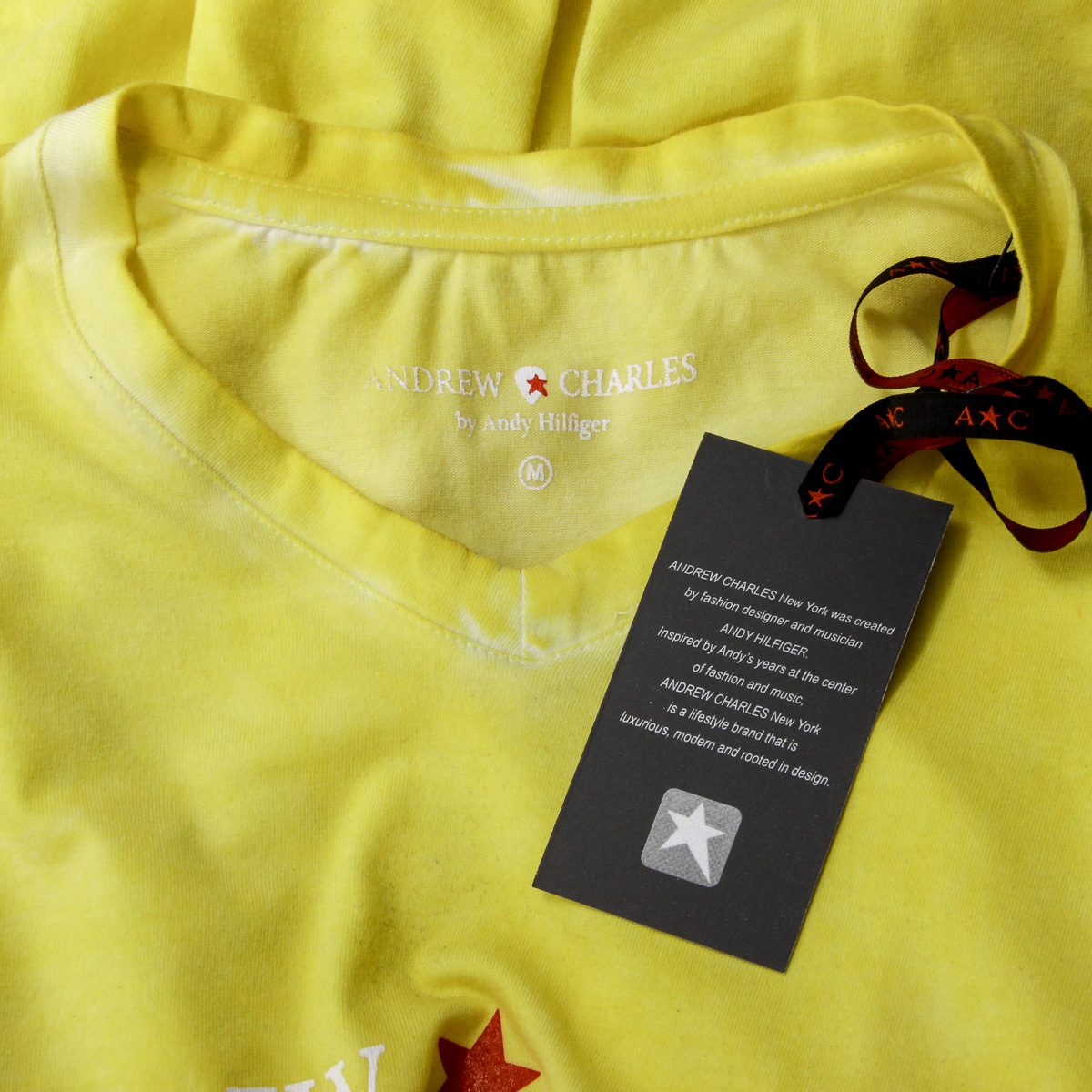 Andrew Charles T-shirt da uomo a maniche corte con scollo a V gialla KOFI