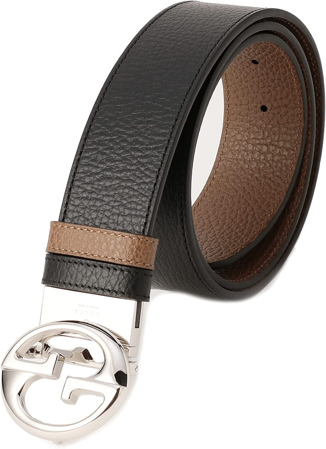 Cintura reversibile Gucci da uomo in pelle nera marrone chiaro