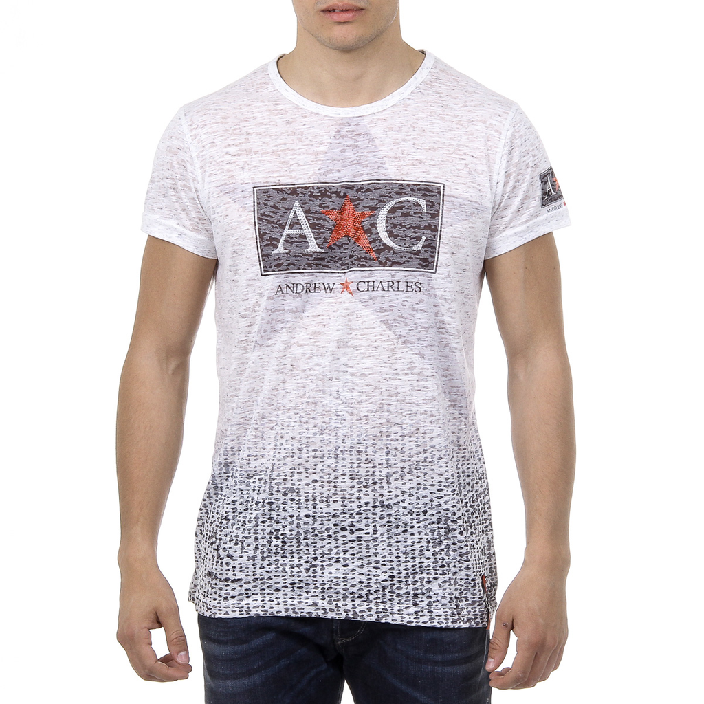 Andrew Charles T-shirt da uomo a maniche corte con scollo rotondo, bianca LEVI