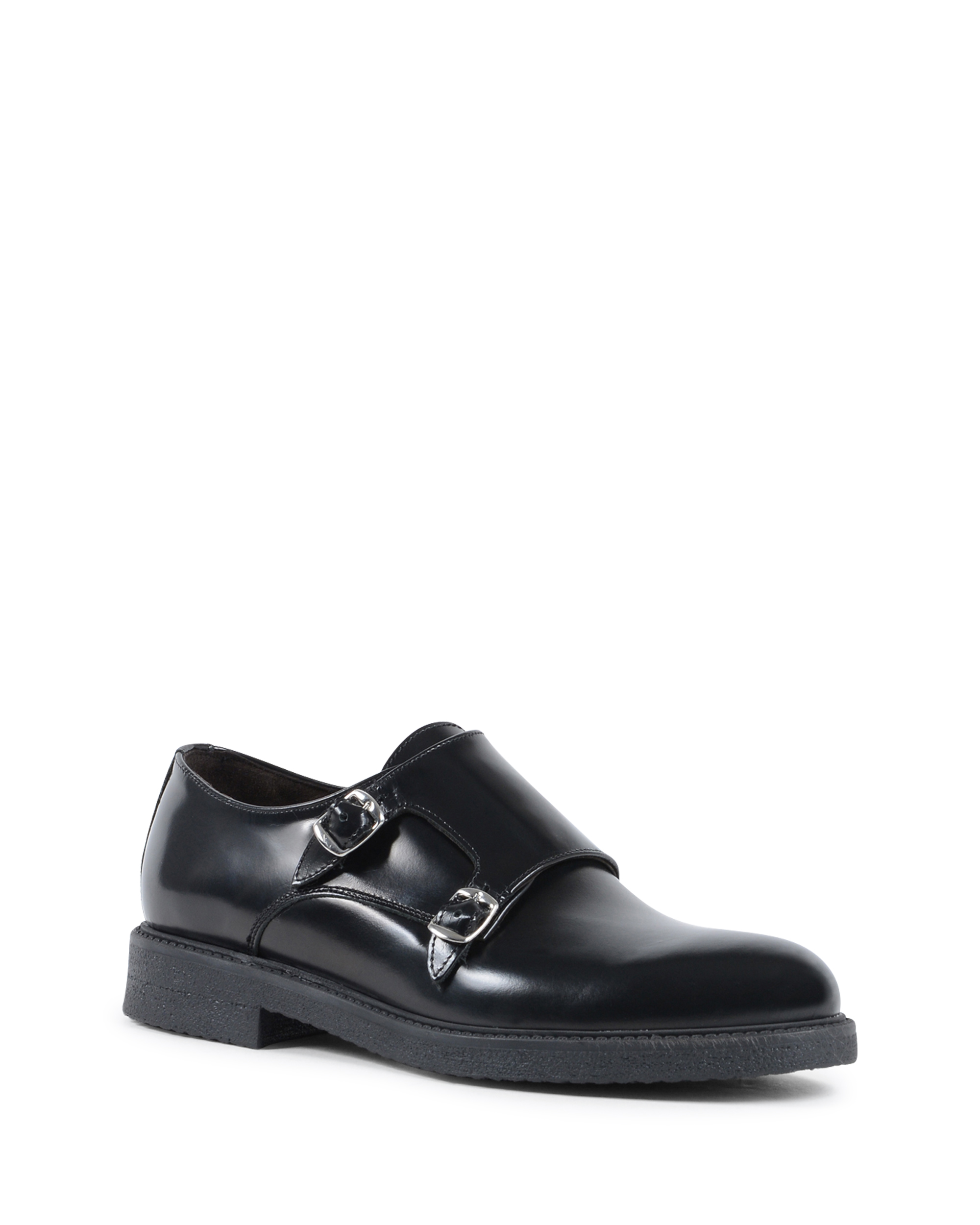 19V69 Italia Mens Double Buckle Shoe Black 1210 G ABRASIVATO NERO