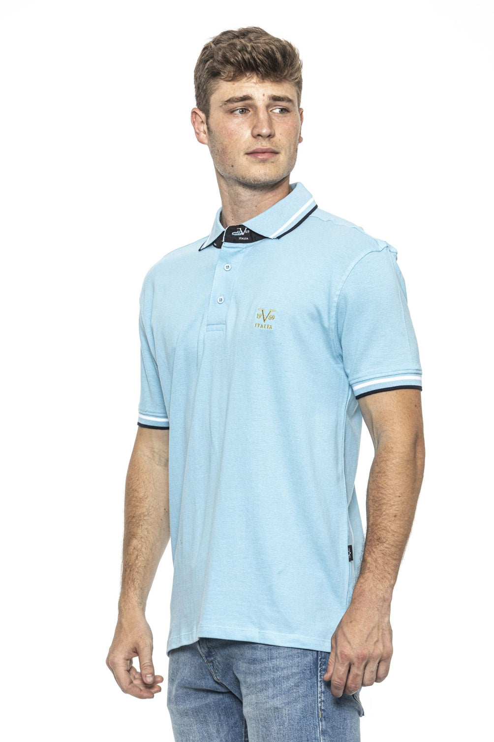 19V69 Italia Polo Uomo Blu RETRO AZZURRO