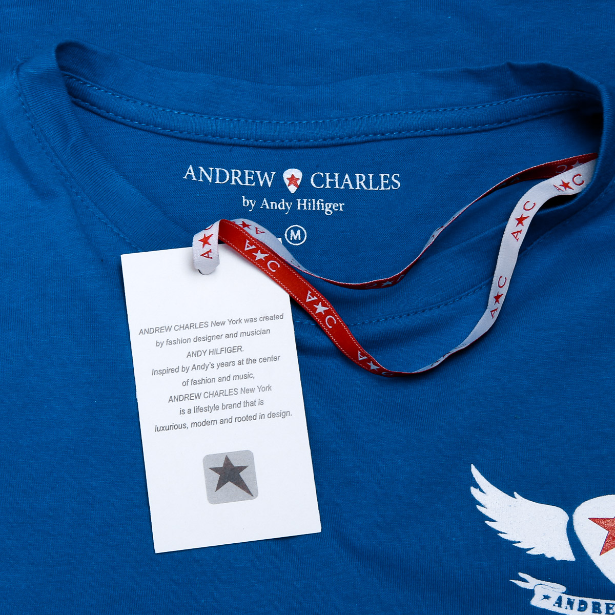 Andrew Charles Maglietta da donna a maniche corte con scollo rotondo blu TARANA