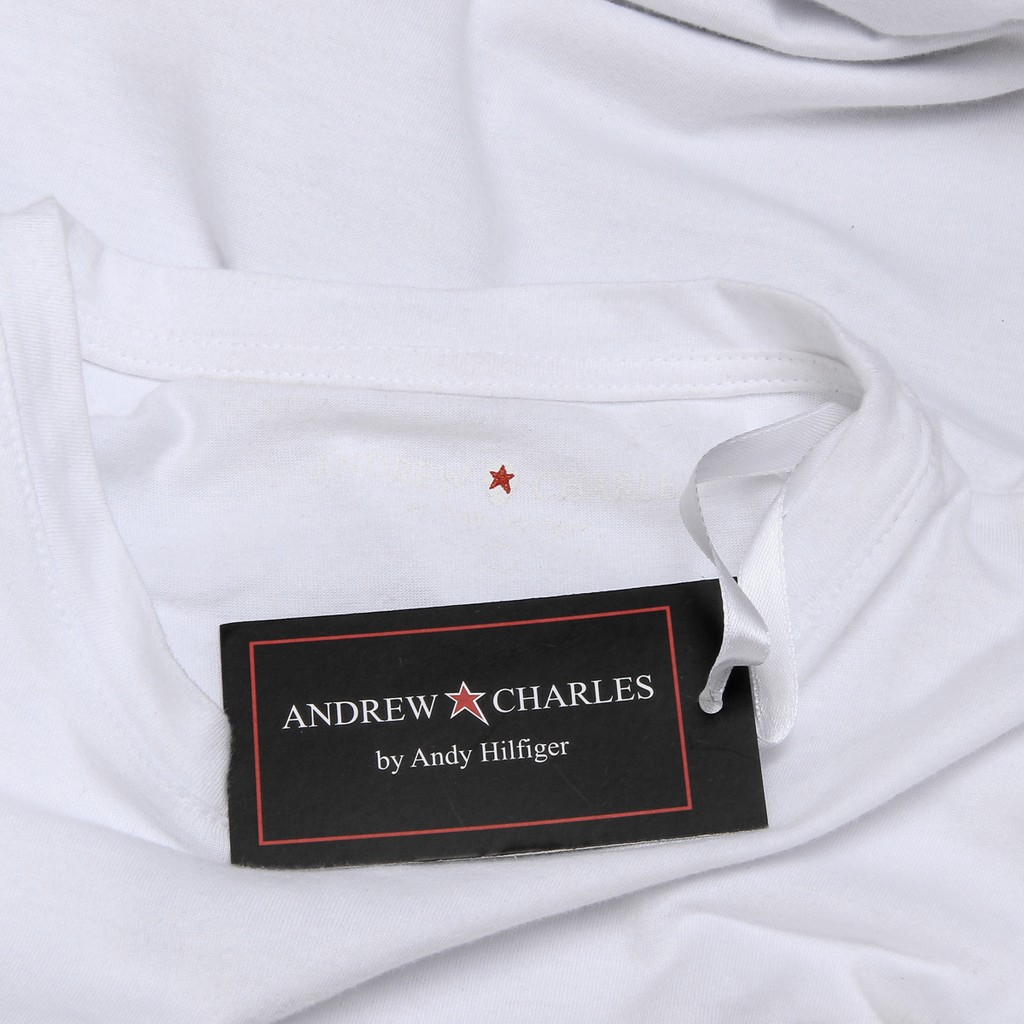 Andrew Charles T-shirt da uomo a maniche corte con scollo rotondo, bianca KEITA