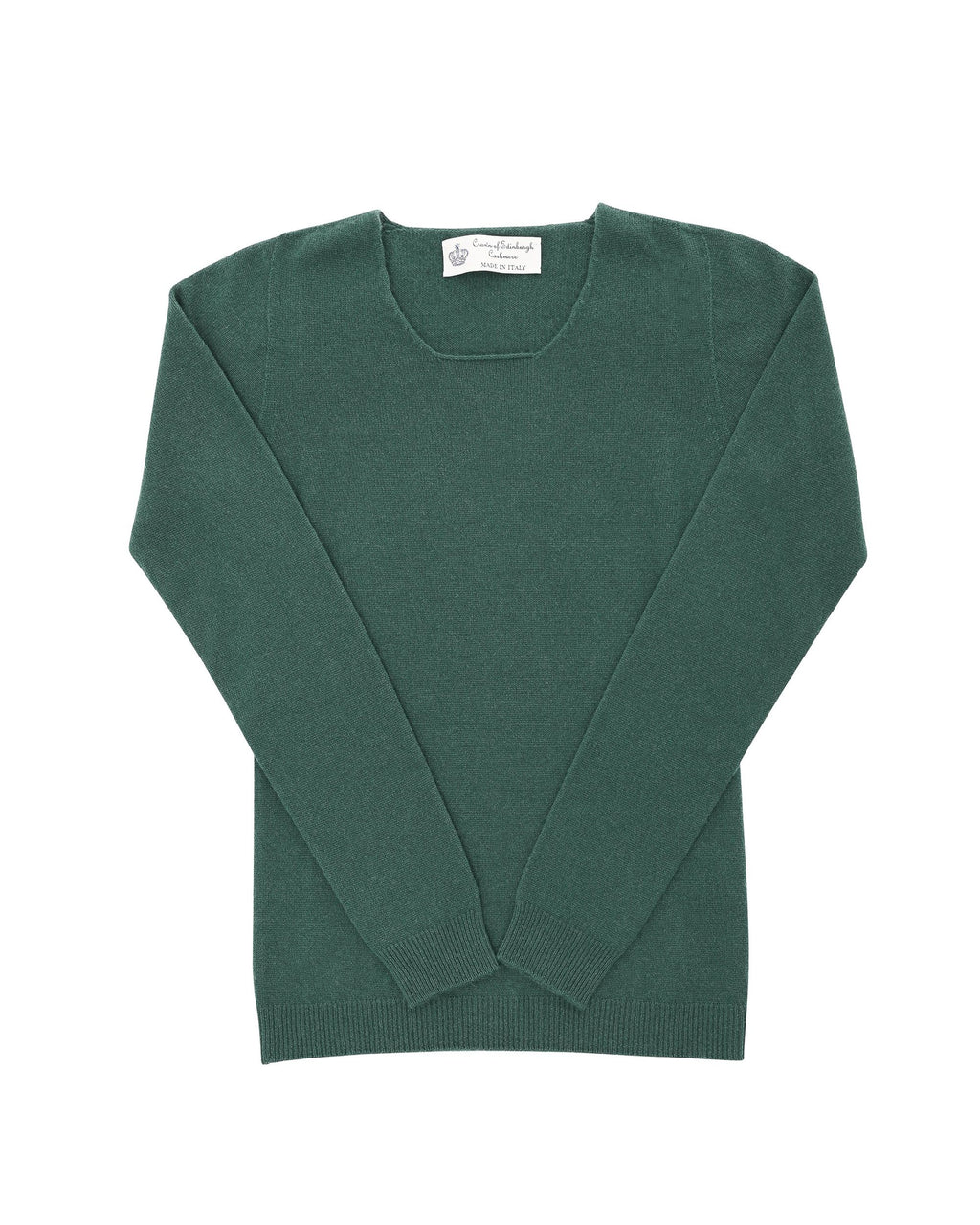 Maglione da donna in cashmere con scollo quadrato Crown of Edinburgh COE 0024 VERDE BOTTIGLIA