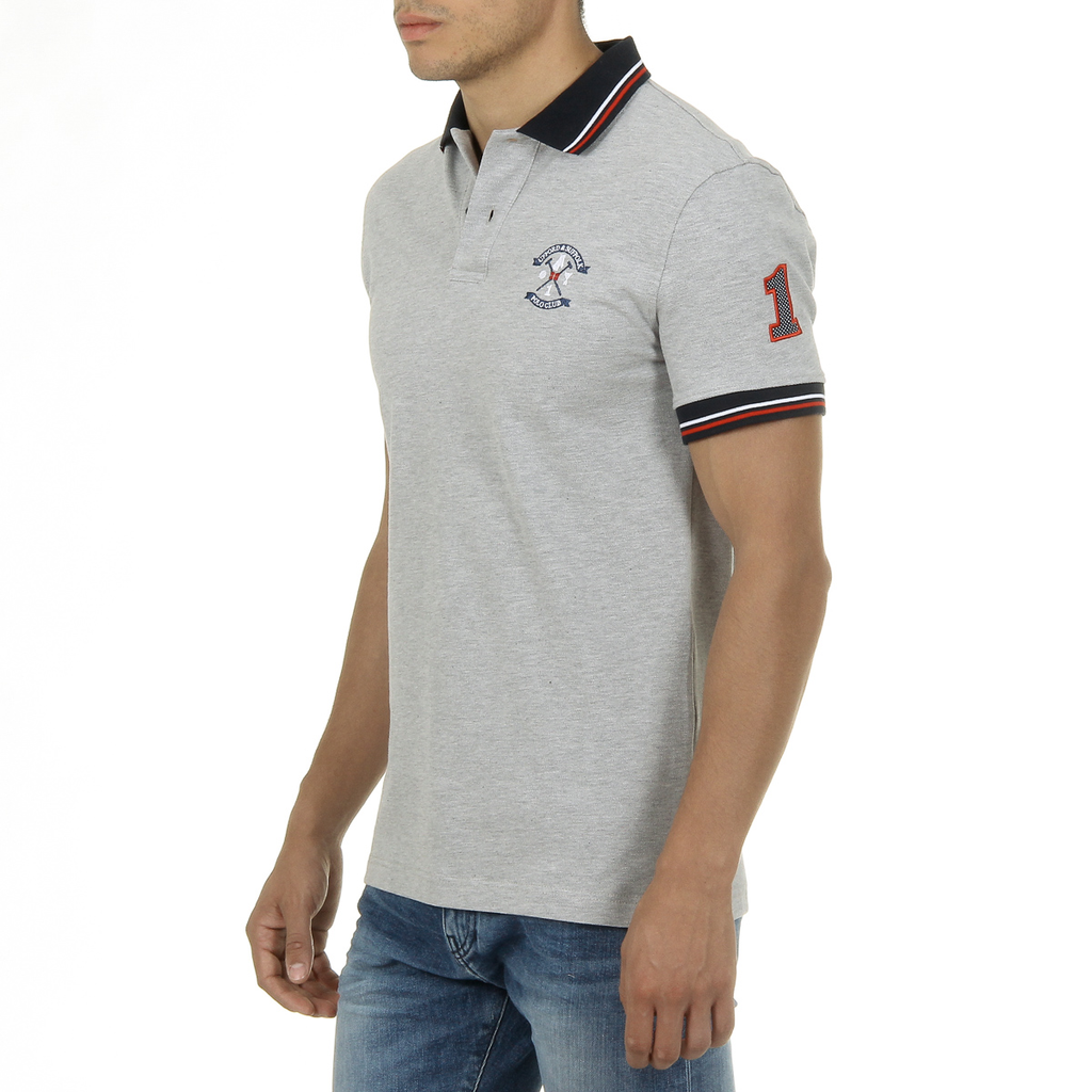 Polo da uomo Ufford & Suffolk Polo Club a maniche corte, grigia, NOTTE