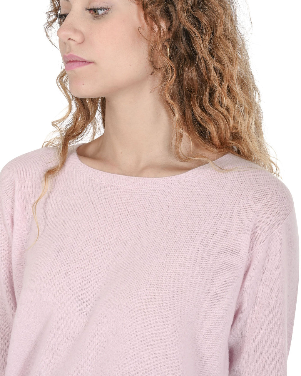 Maglione da donna in cashmere con scollo quadrato Crown of Edinburgh COE 006 ROSA CIPRIA
