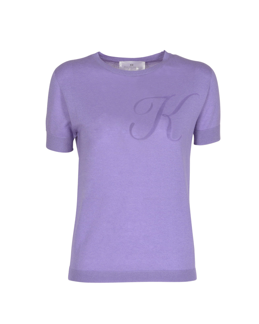 Maglia girocollo estiva in cashmere - Manica corta - Lilla
