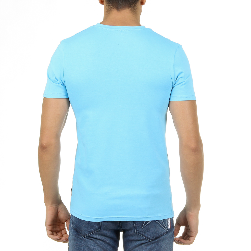 Andrew Charles T-shirt da uomo a maniche corte con scollo a V, colore azzurro KENAN