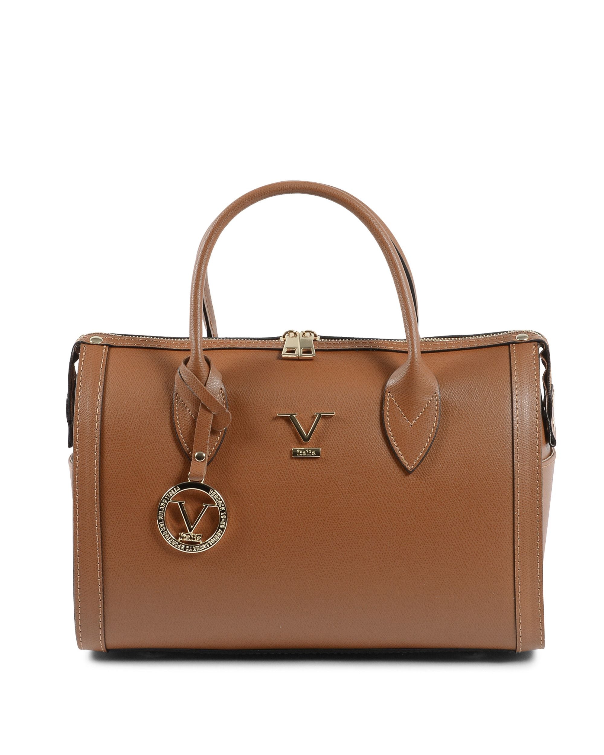 Borsa a mano da donna V Italia Marrone V014-G PALMELLATO CUOIO