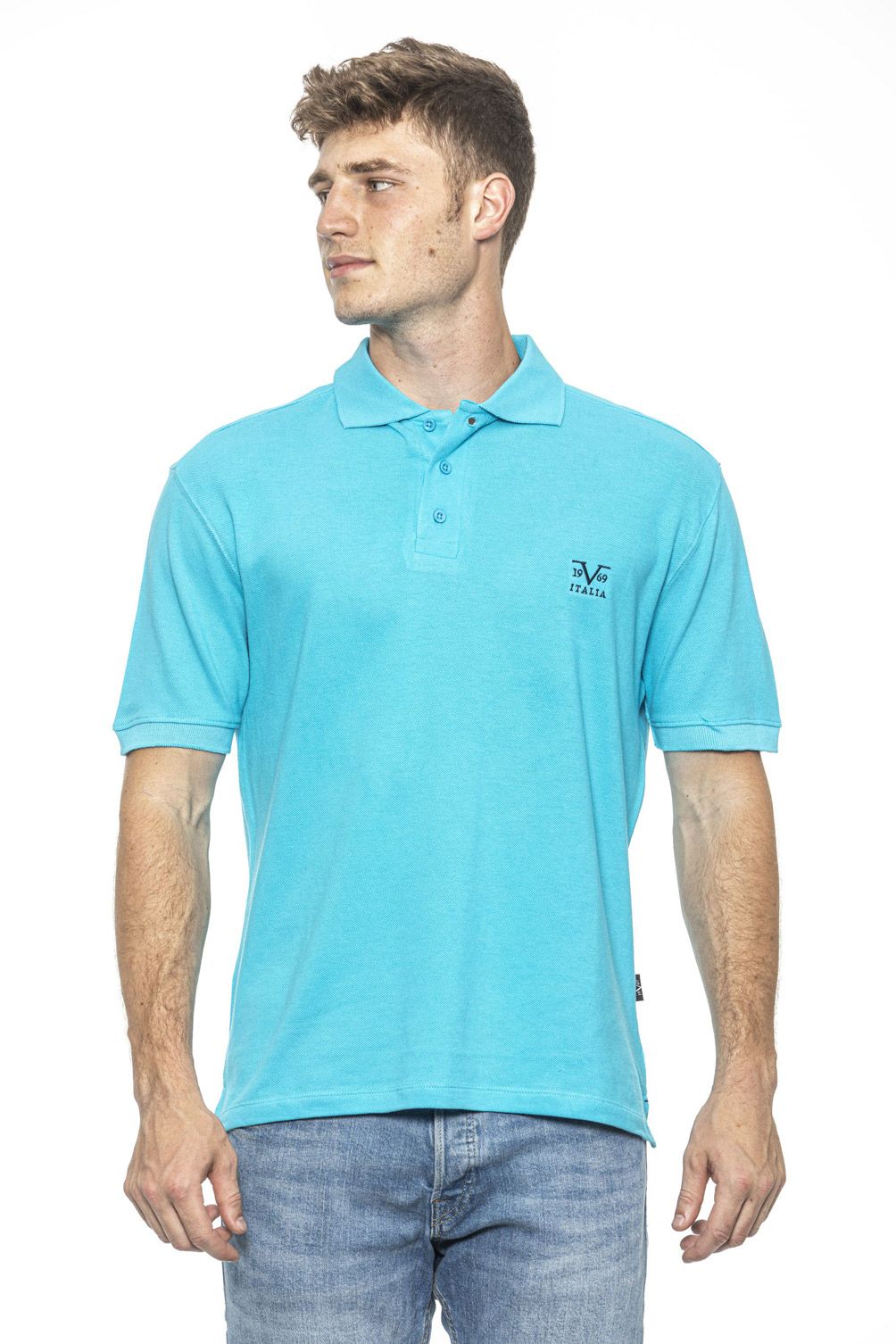 Polo Uomo 19V69 Italia Azzurro RICAMO TURCHESE