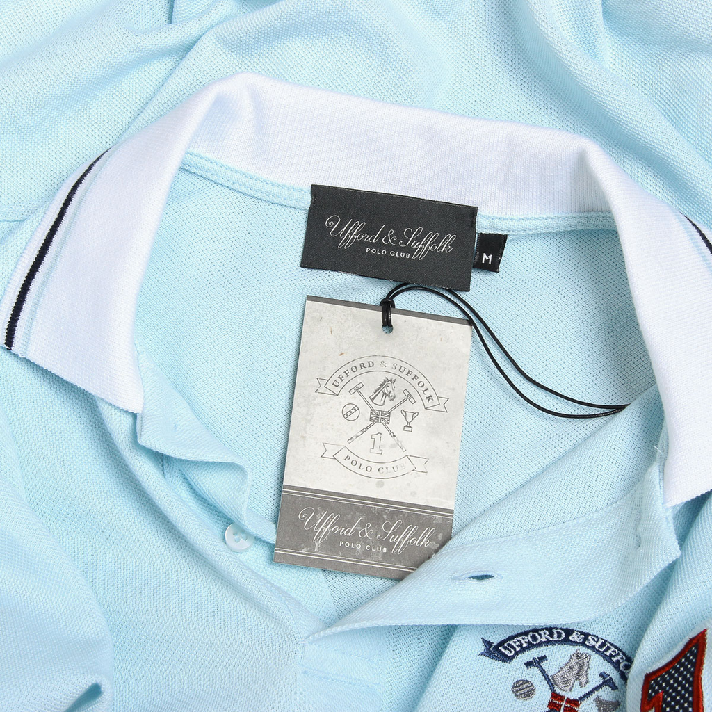 Polo da uomo a maniche corte Ufford & Suffolk Polo Club, colore azzurro, per bambini
