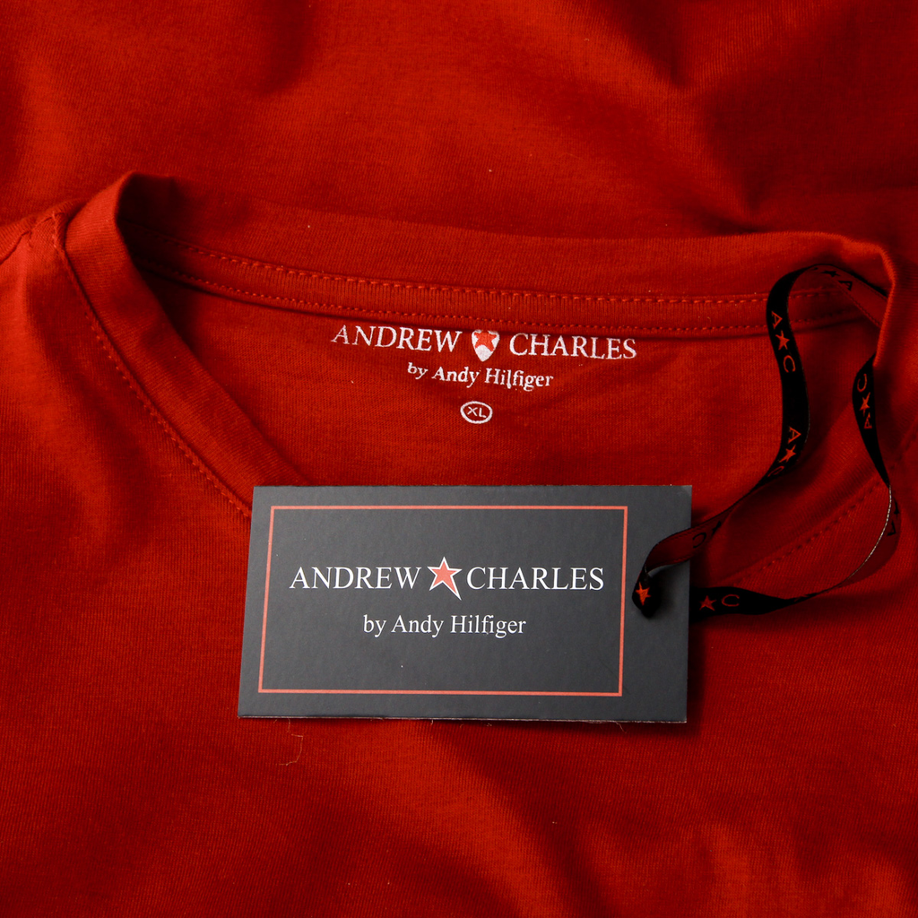 Andrew Charles Maglietta da uomo a maniche corte con scollo rotondo, rossa KEITA