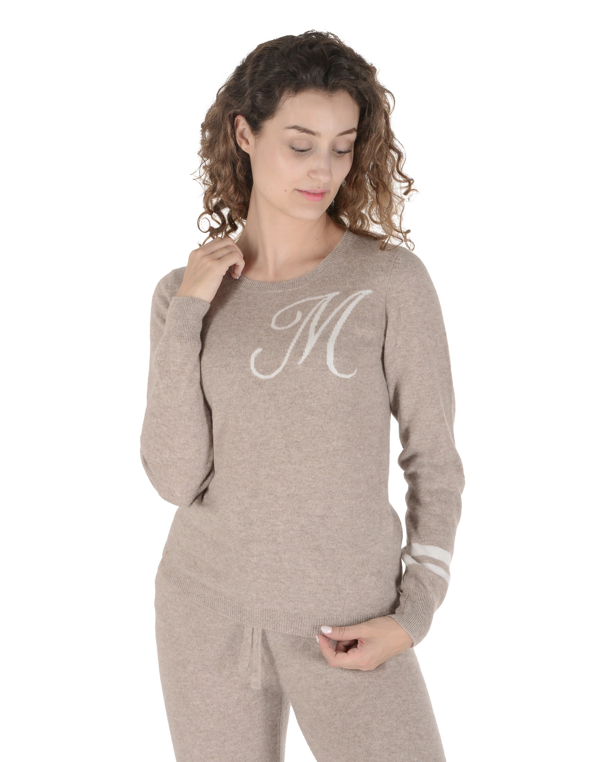 Maglione girocollo in cashmere - Cammello