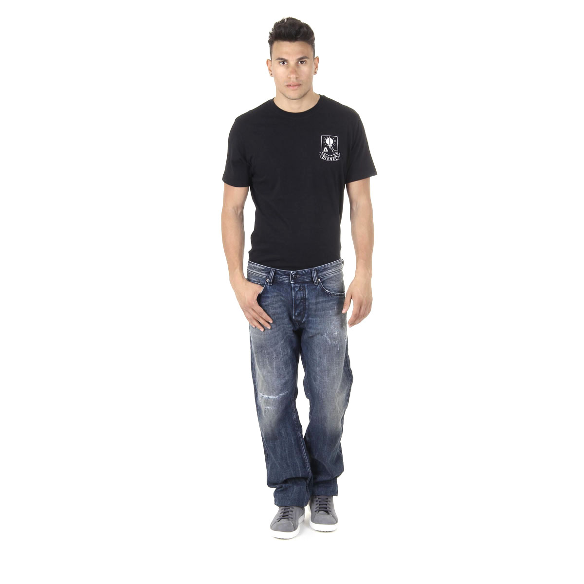 Diesel T-shirt da uomo a maniche corte con scollo rotondo 00SHC0 0JAHZ 900 T-OKE