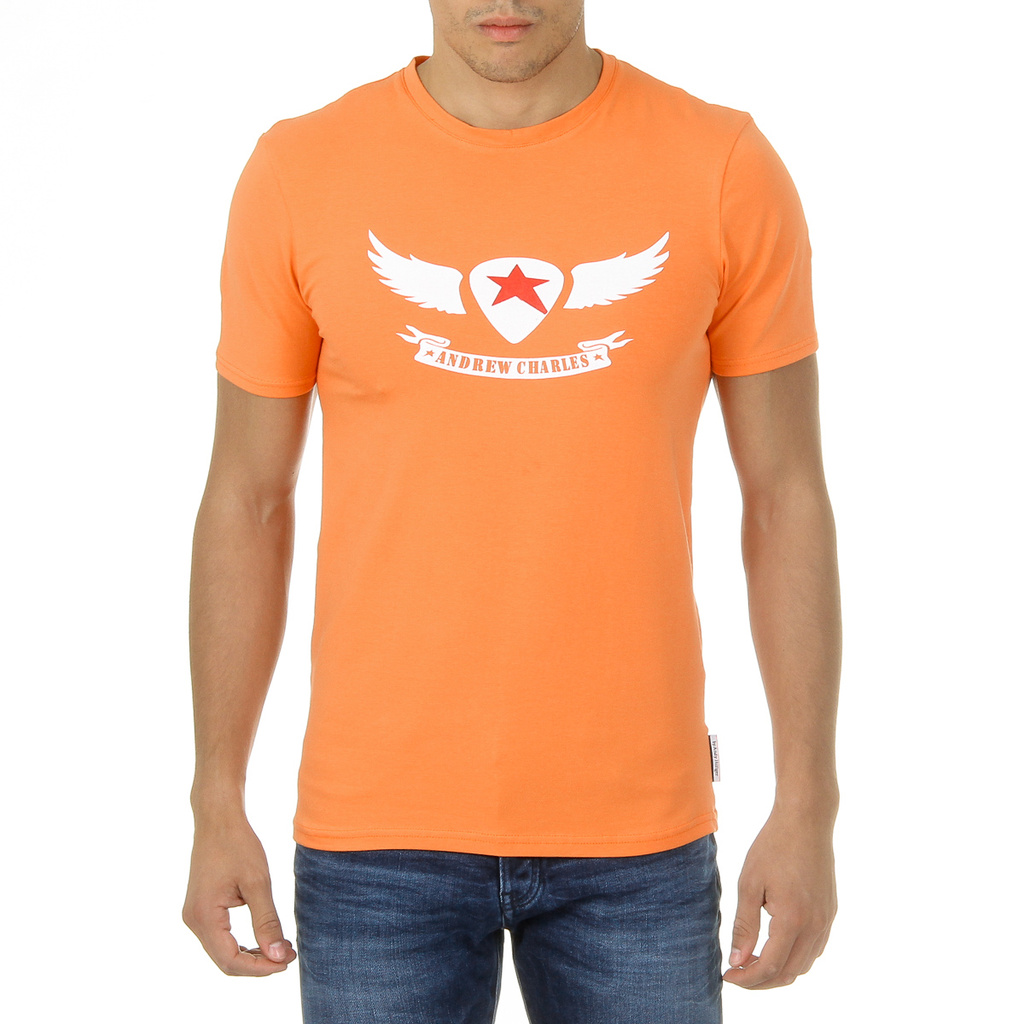 Andrew Charles T-shirt da uomo a maniche corte con scollo rotondo arancione KEITA