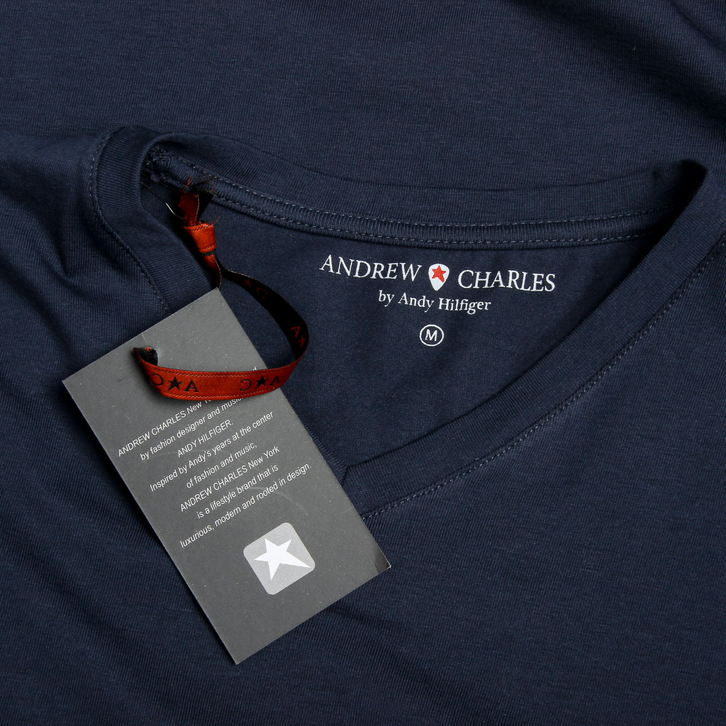 Andrew Charles Maglietta da uomo a maniche corte con scollo a V blu KENAN