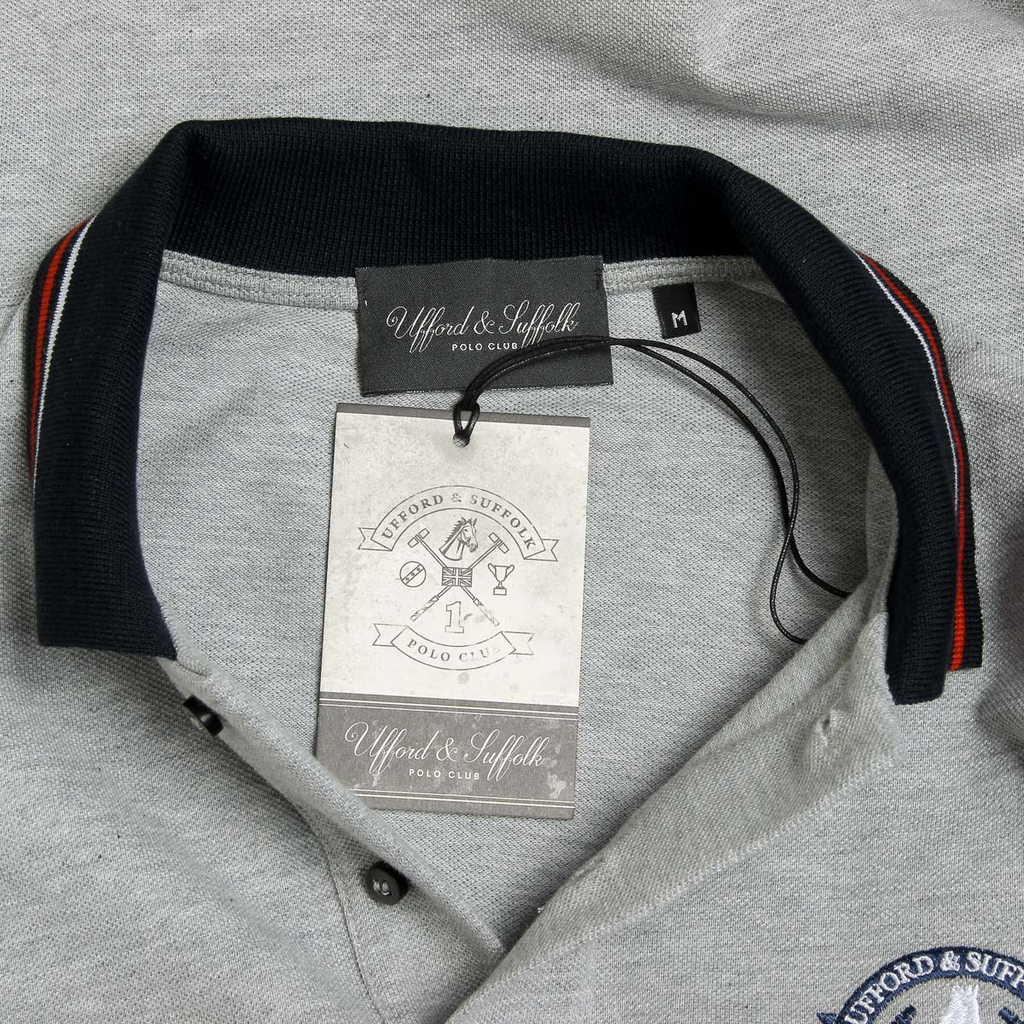 Polo da uomo Ufford & Suffolk Polo Club a maniche corte, grigia, NOTTE