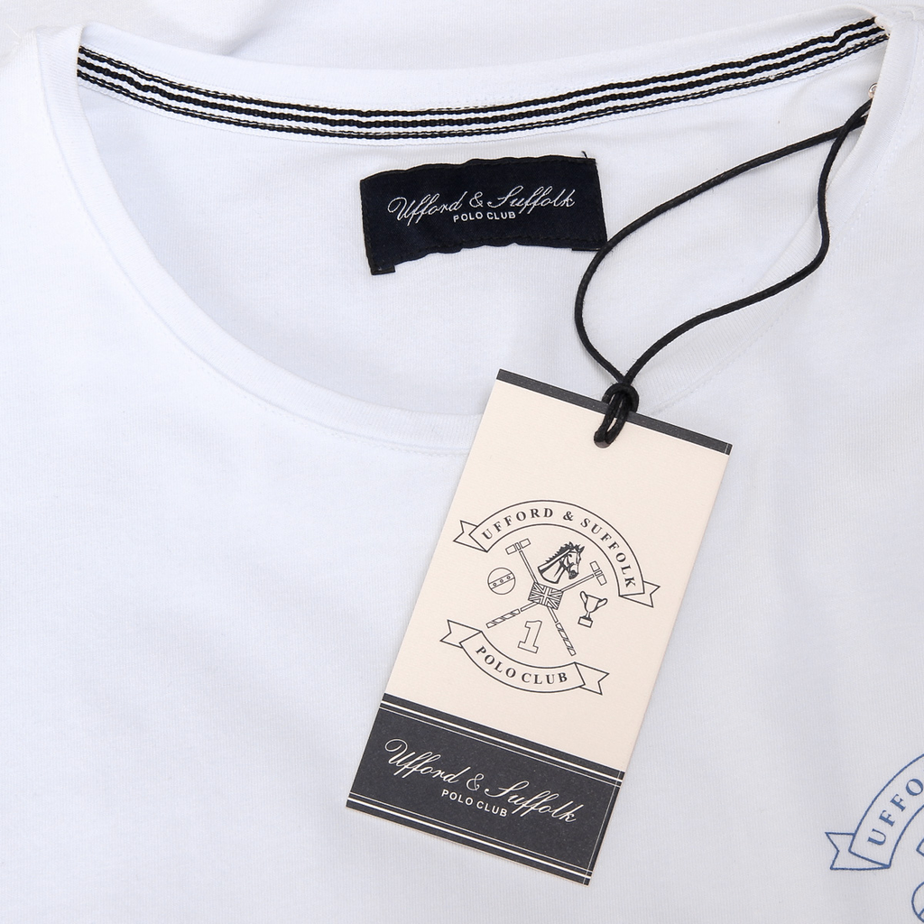 T-shirt da uomo Ufford & Suffolk Polo Club a maniche corte con scollo rotondo US028 BIANCO