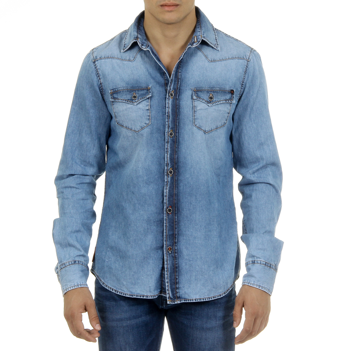 Camicia da uomo Andrew Charles a maniche lunghe in denim CAMILIA