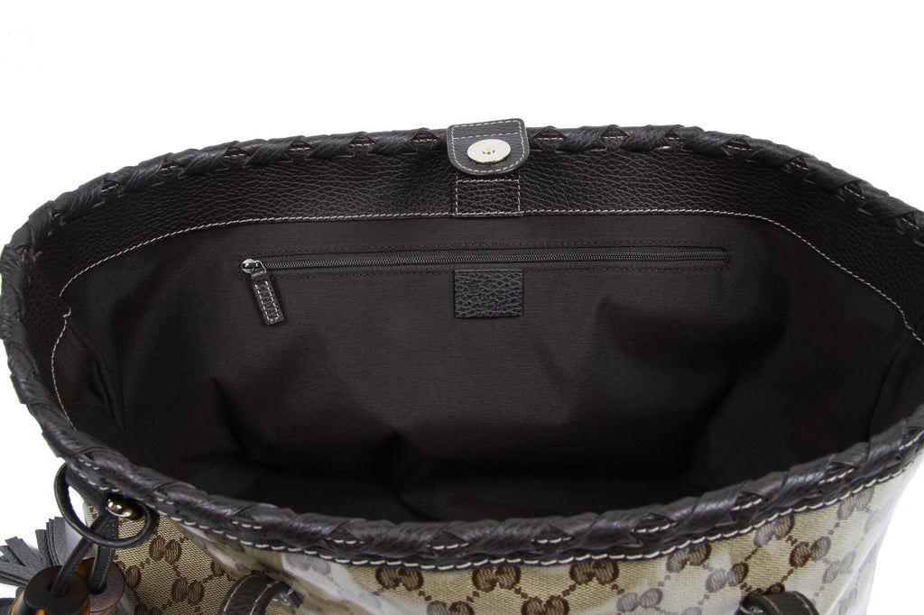 Gucci GG tote borsa in tela rivestita di bambù 354665 520981
