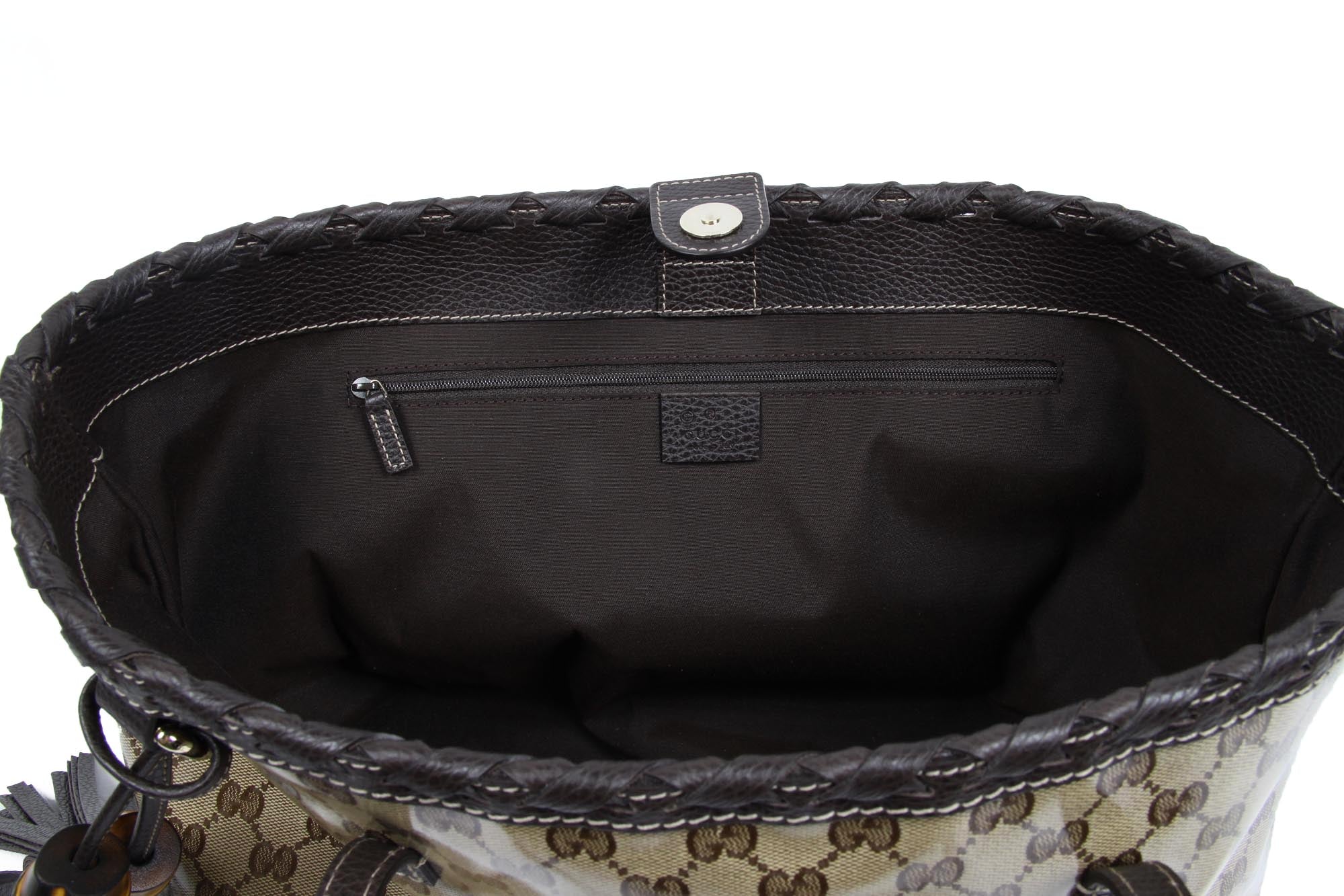 Gucci GG tote borsa in tela rivestita di bambù 354665 520981