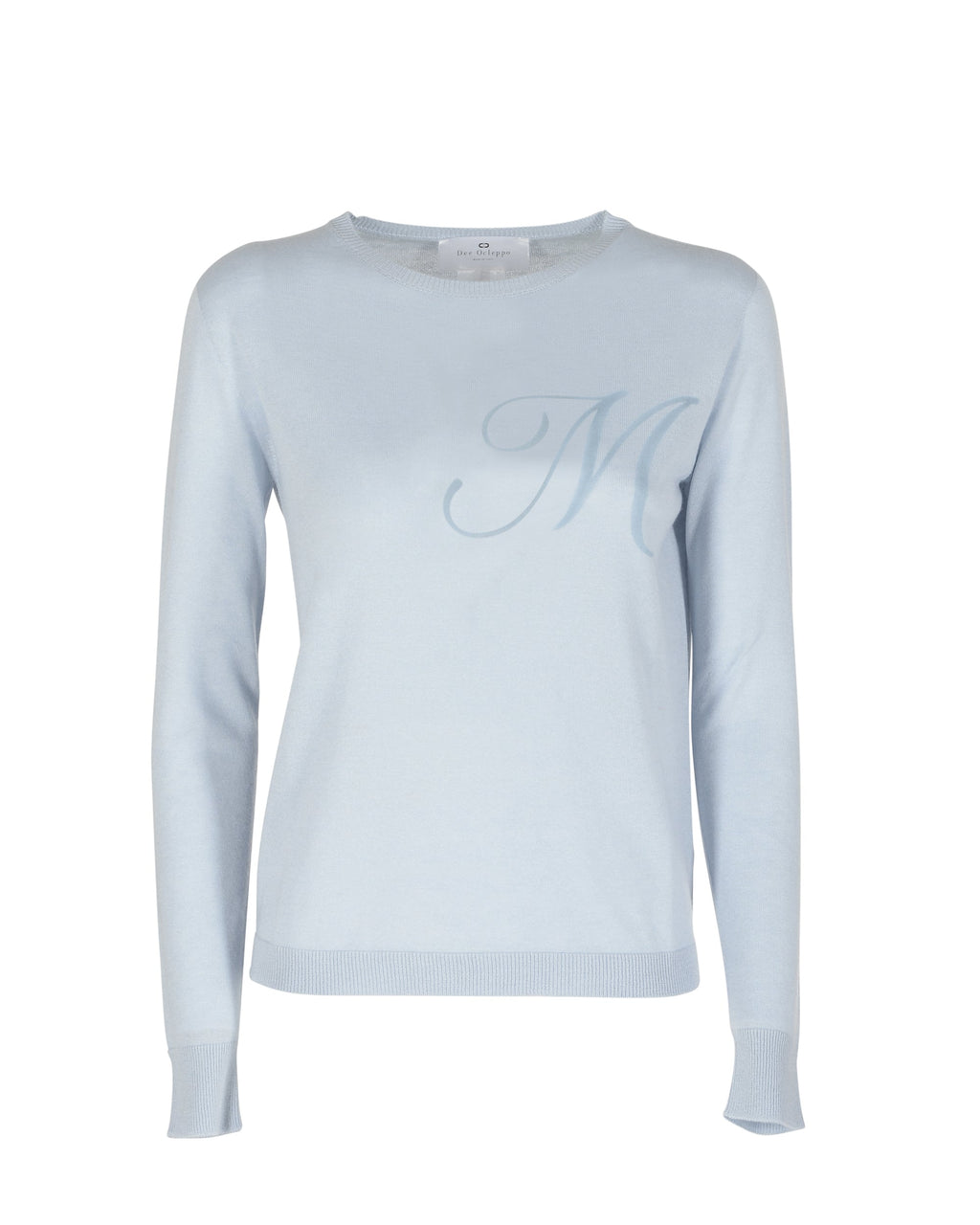 Maglia girocollo in cashmere estivo - Manica lunga - Azzurro