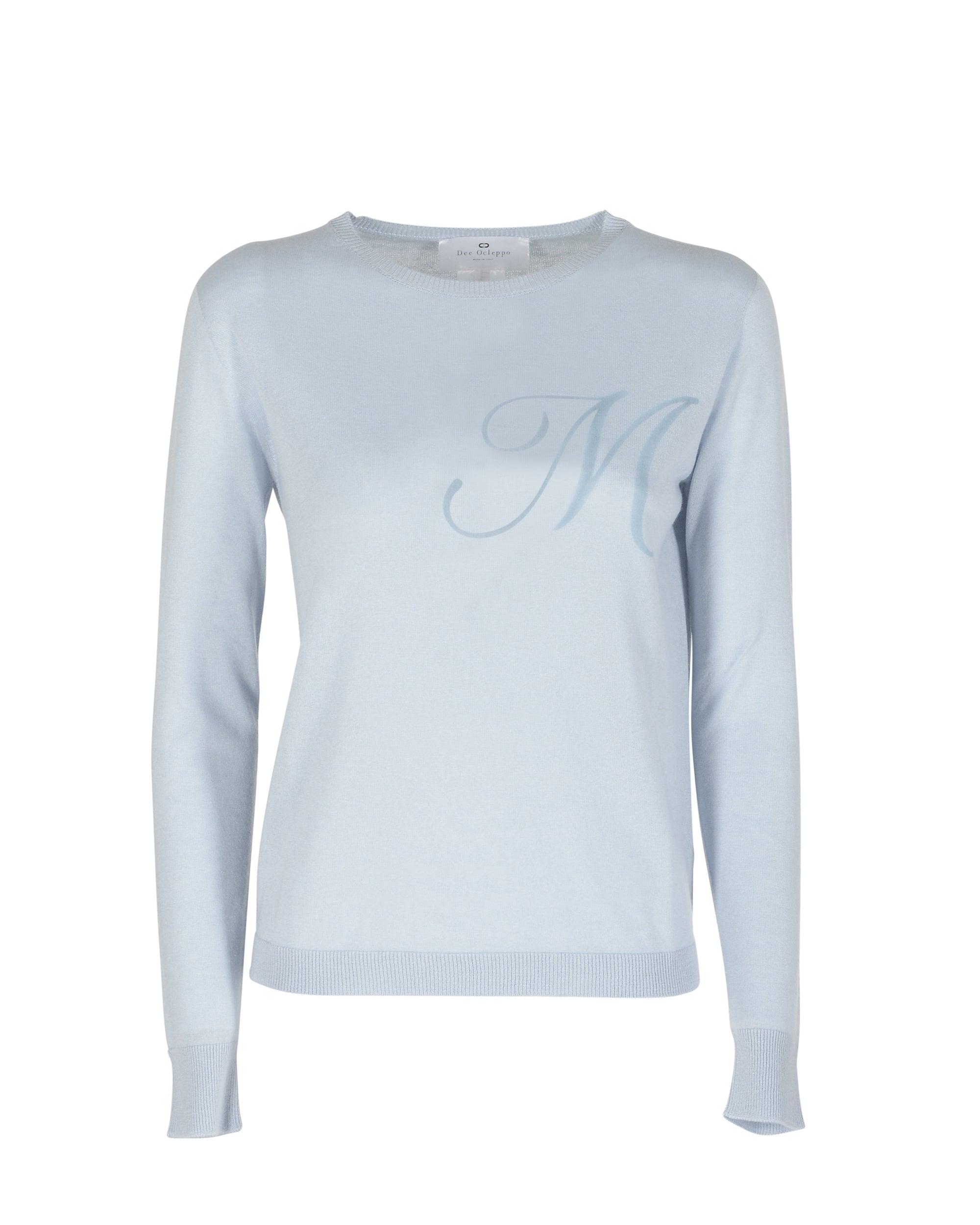 Maglia girocollo in cashmere estivo - Manica lunga - Azzurro