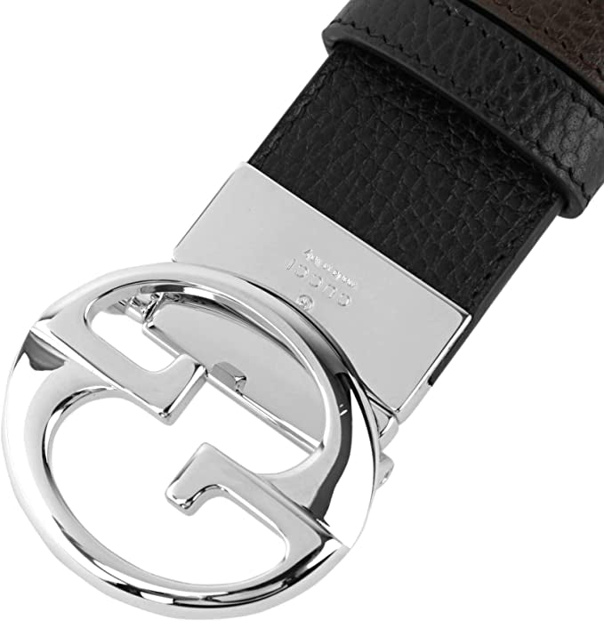 Cintura reversibile Gucci da uomo in pelle nera marrone scuro
