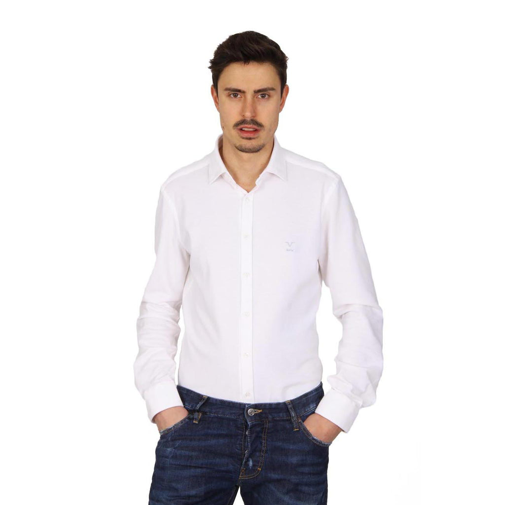 V 1969 Italia camicia da uomo a maniche lunghe Paris Piquet Bianco