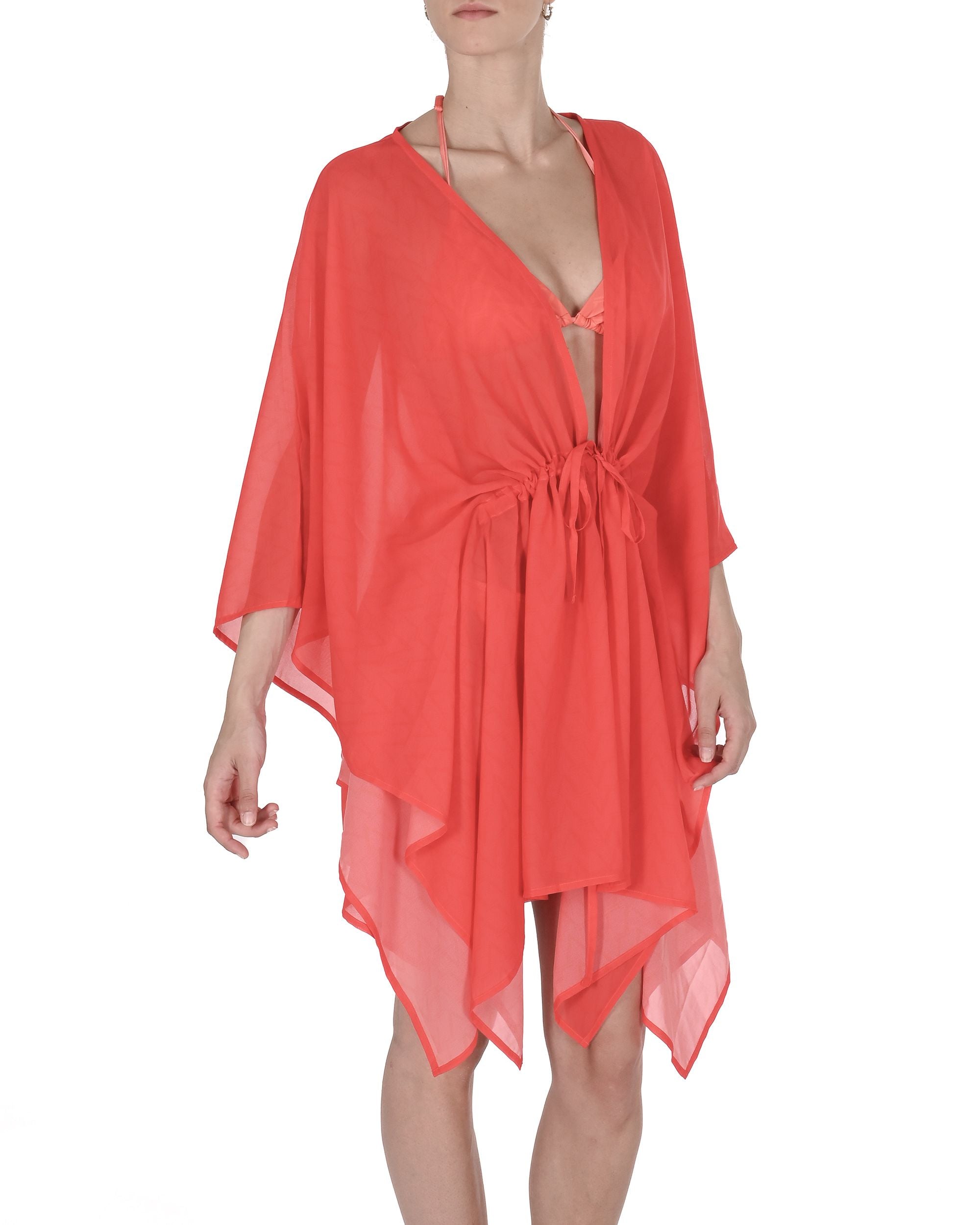 19V69 Italia Costume da bagno da donna in chiffon Caftano VSC1WCU03 ROSSO
