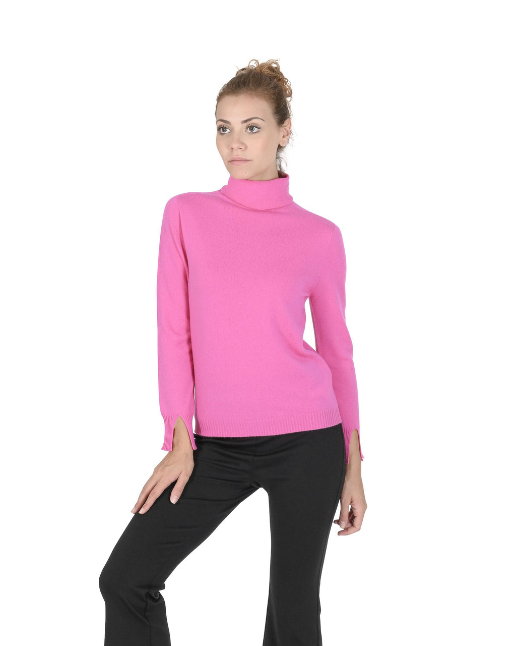 Maglione dolcevita da donna in cashmere Crown of Edinburgh COE 0023 FUSCHIA