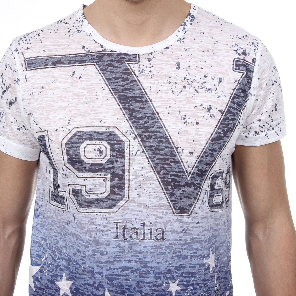 V 1969 Italia T-shirt da uomo a maniche corte con scollo tondo multicolore DAVID