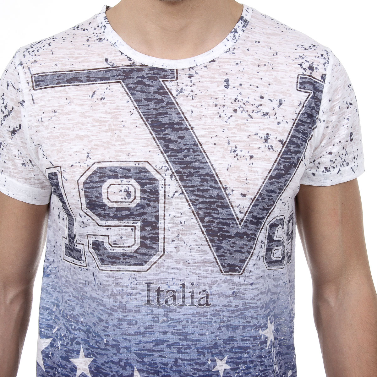 V 1969 Italia T-shirt da uomo a maniche corte con scollo tondo multicolore DAVID