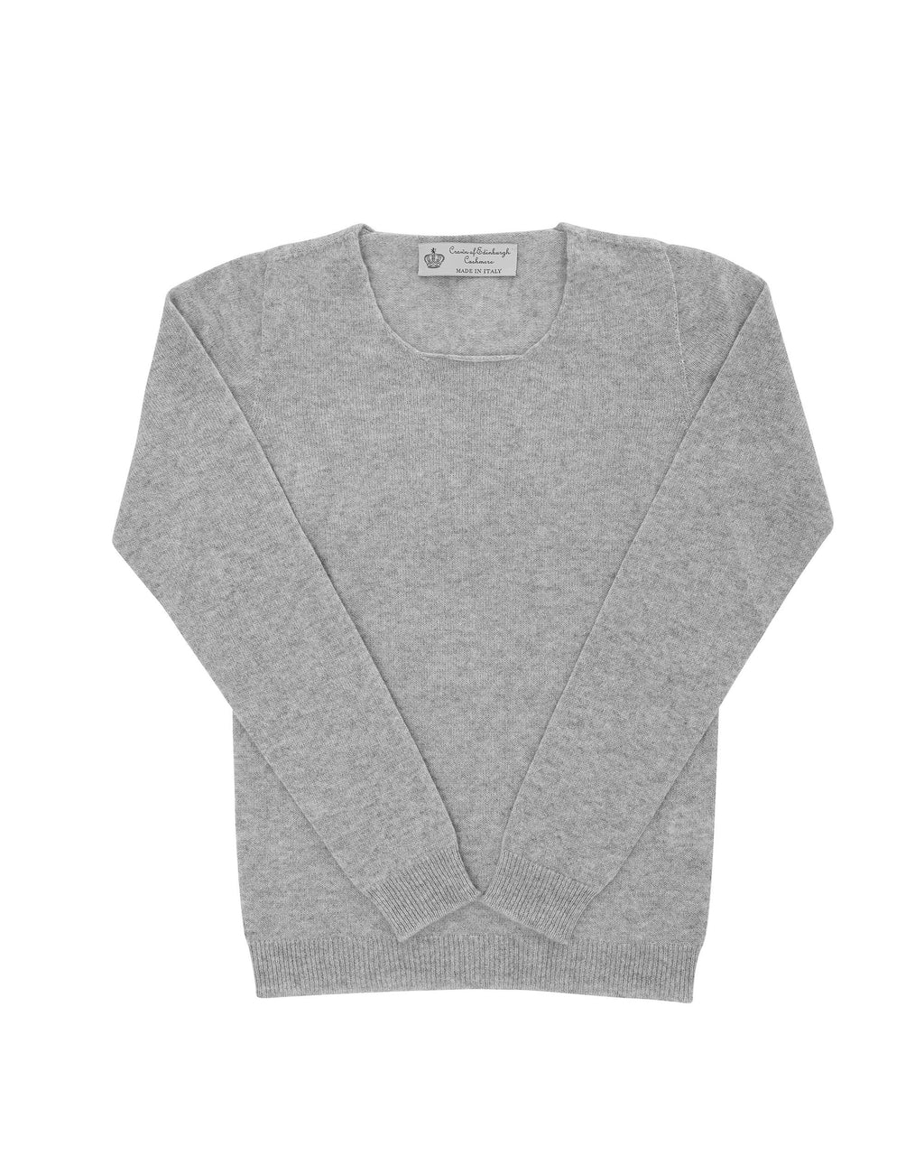 Maglione da donna in cashmere con scollo quadrato Crown of Edinburgh COE 0024 GRIGIO PELTRO