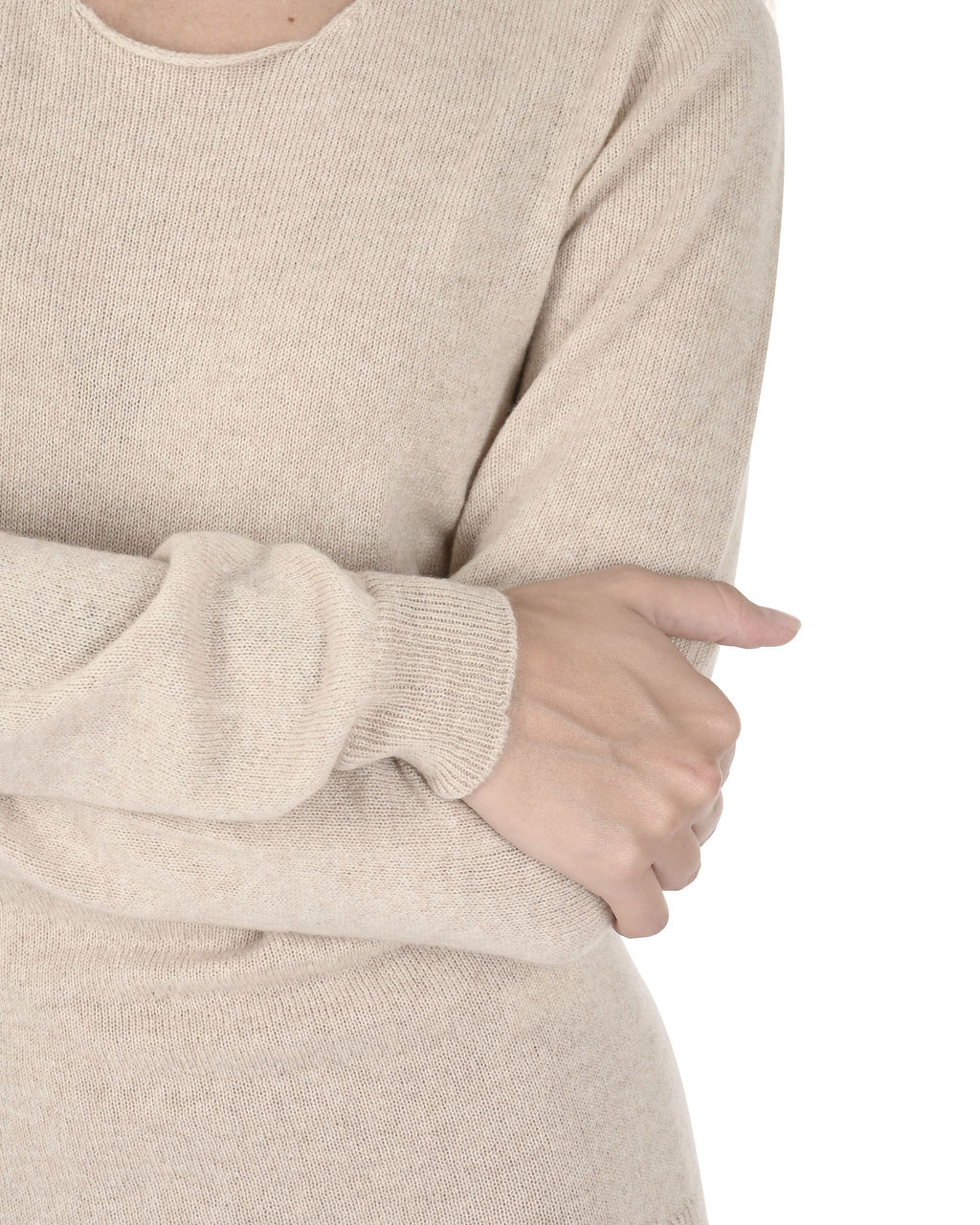 Maglione da donna in cashmere con scollo quadrato Crown of Edinburgh COE 0024 BEIGE
