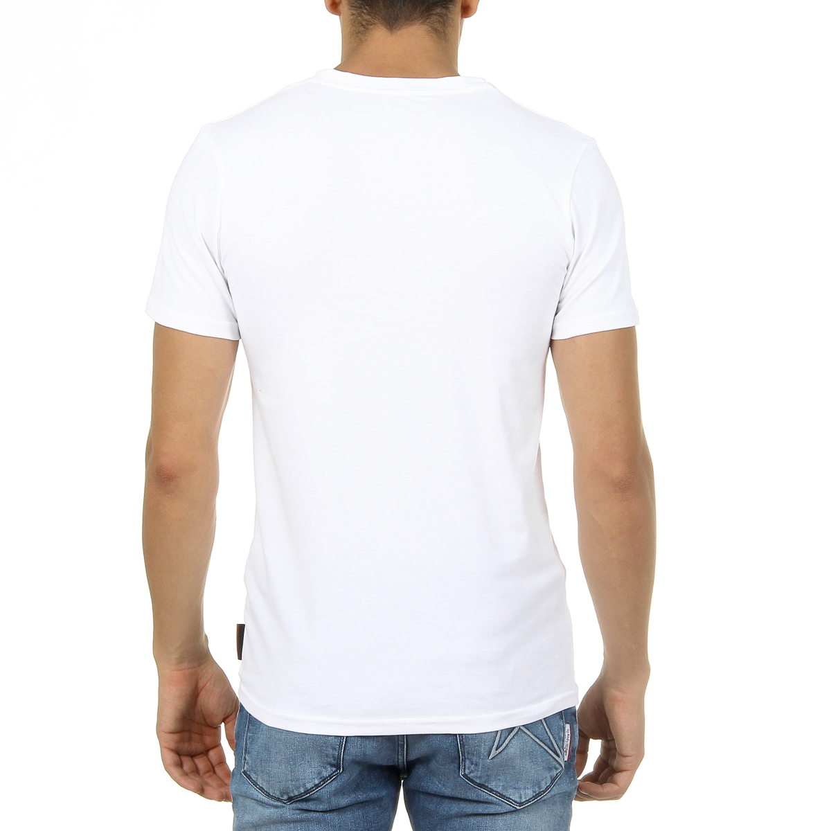 Andrew Charles T-shirt da uomo a maniche corte con scollo a V bianca KENAN