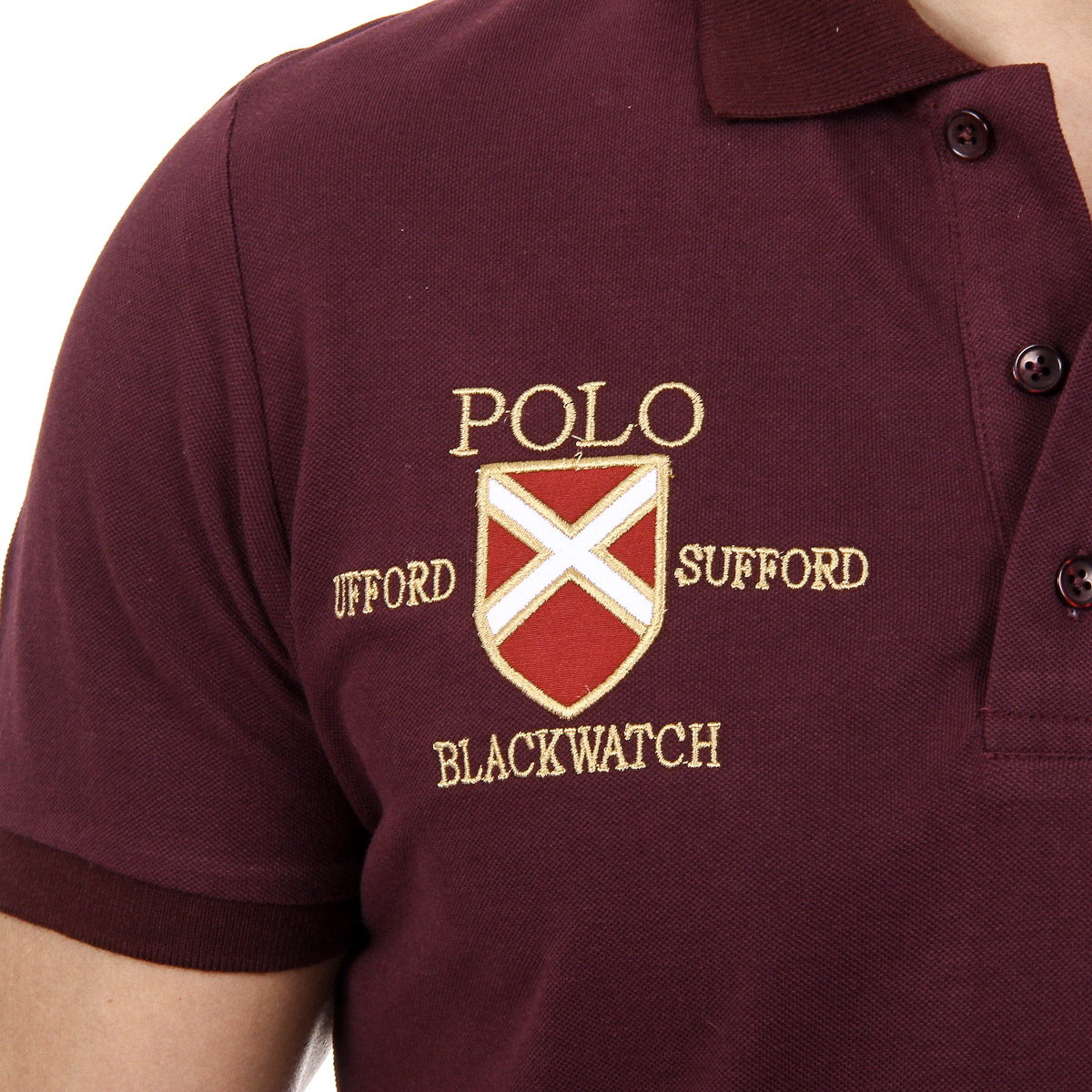 Polo da uomo a maniche corte Ufford & Suffolk Polo Club US007 BORDEAUX