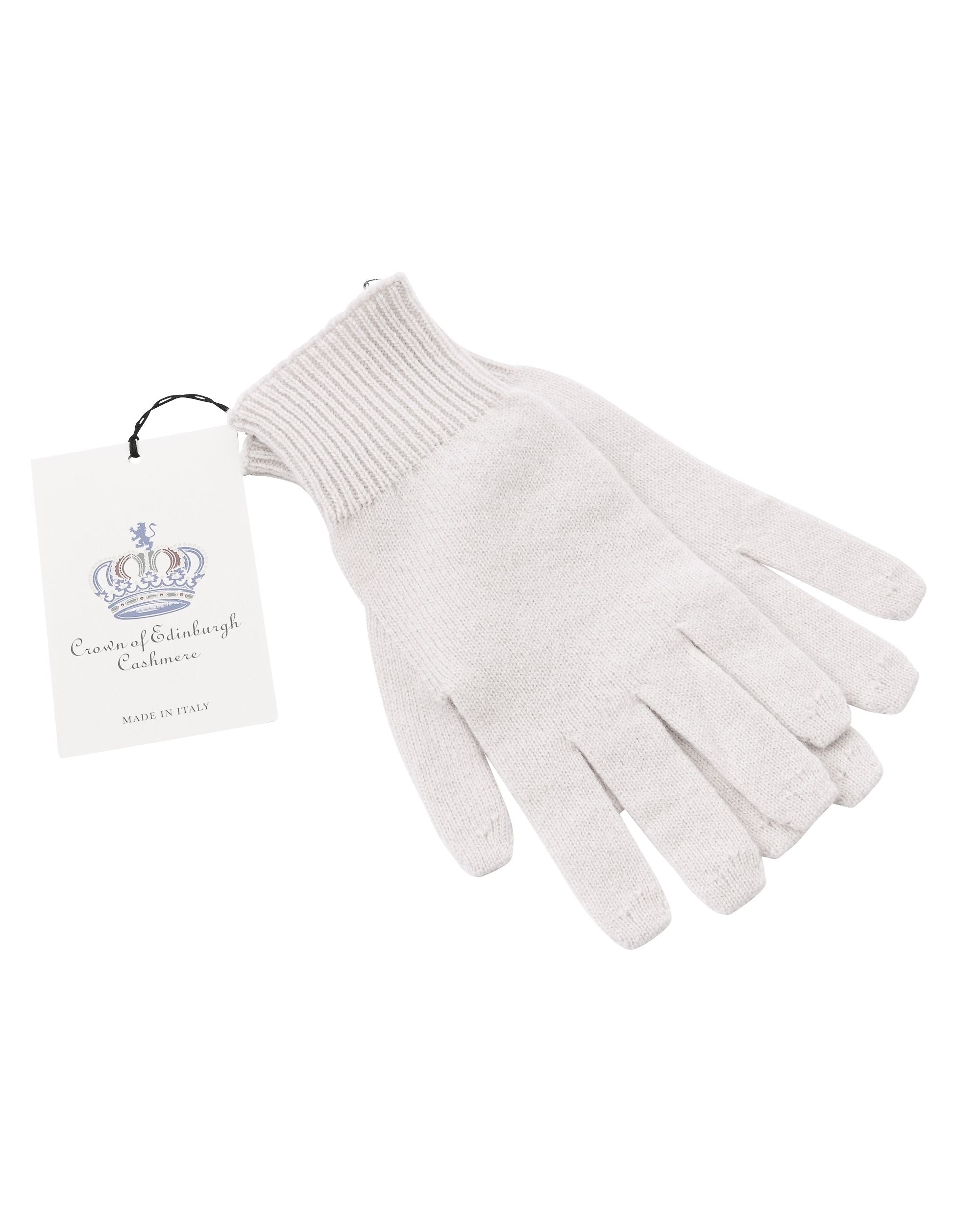 Guanti corti da donna in cashmere Crown of Edinburgh COE 001 MILK