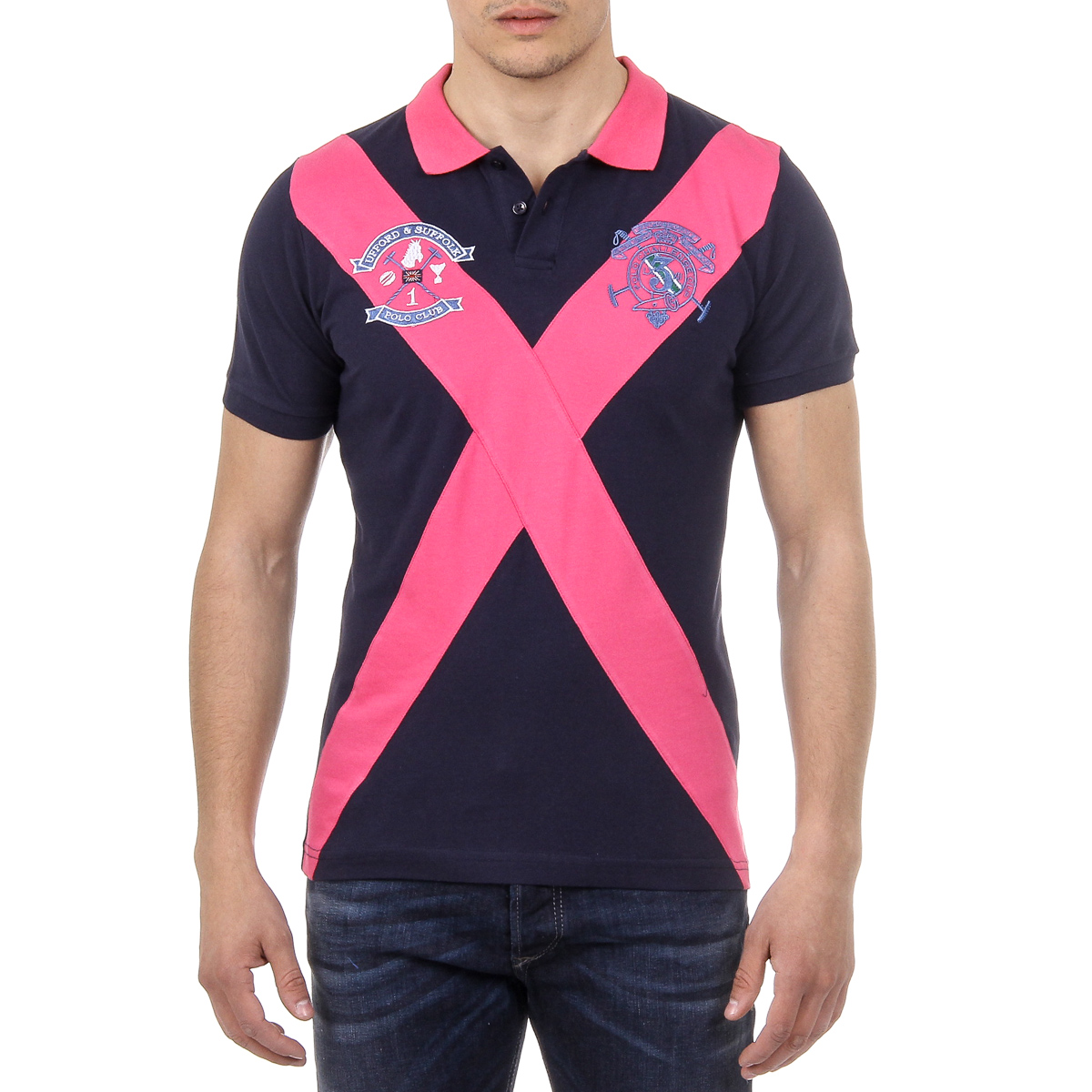 Polo da uomo a maniche corte Ufford & Suffolk Polo Club US003 INDIGO
