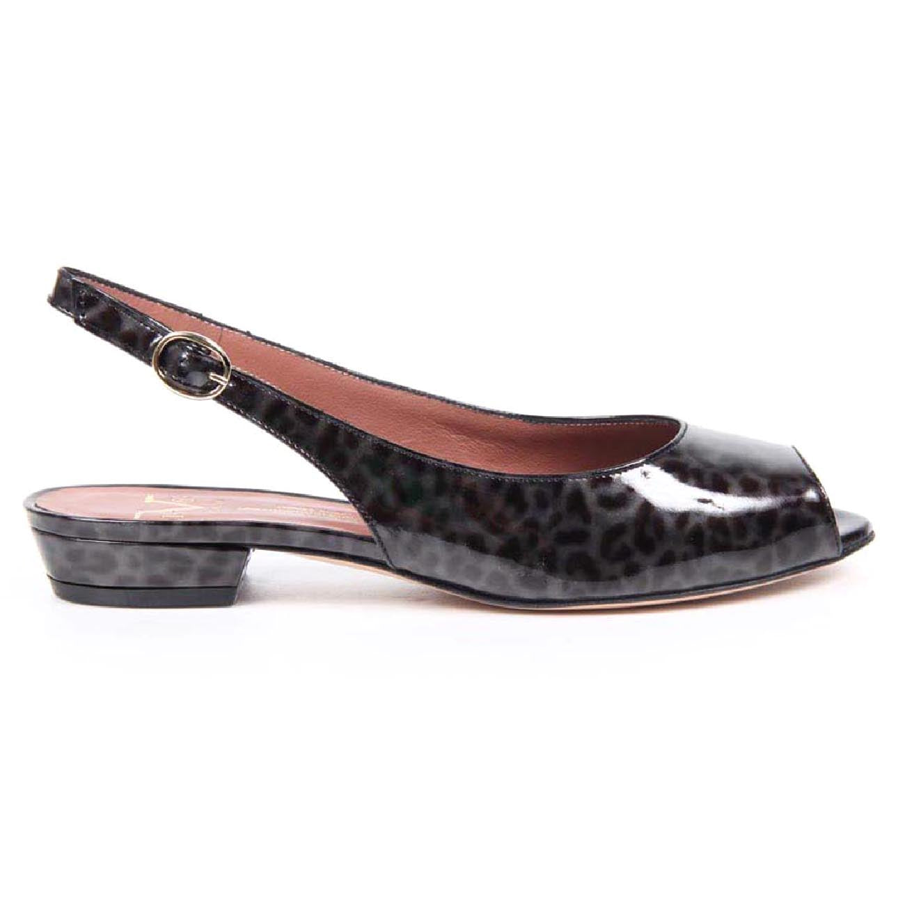 Sandalo Slingback da Donna V 1969 Italia 5485-STEFY PE PELLAME STAMPATO LEOPARDATO GR