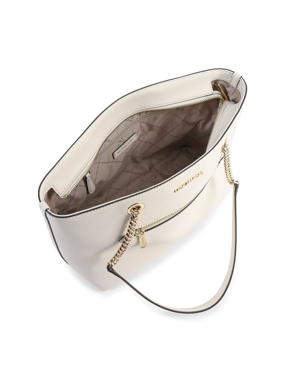 Borsa tote con catena e cerniera frontale di medie dimensioni Michael Kors 35F2GTTT2L LT CREAM