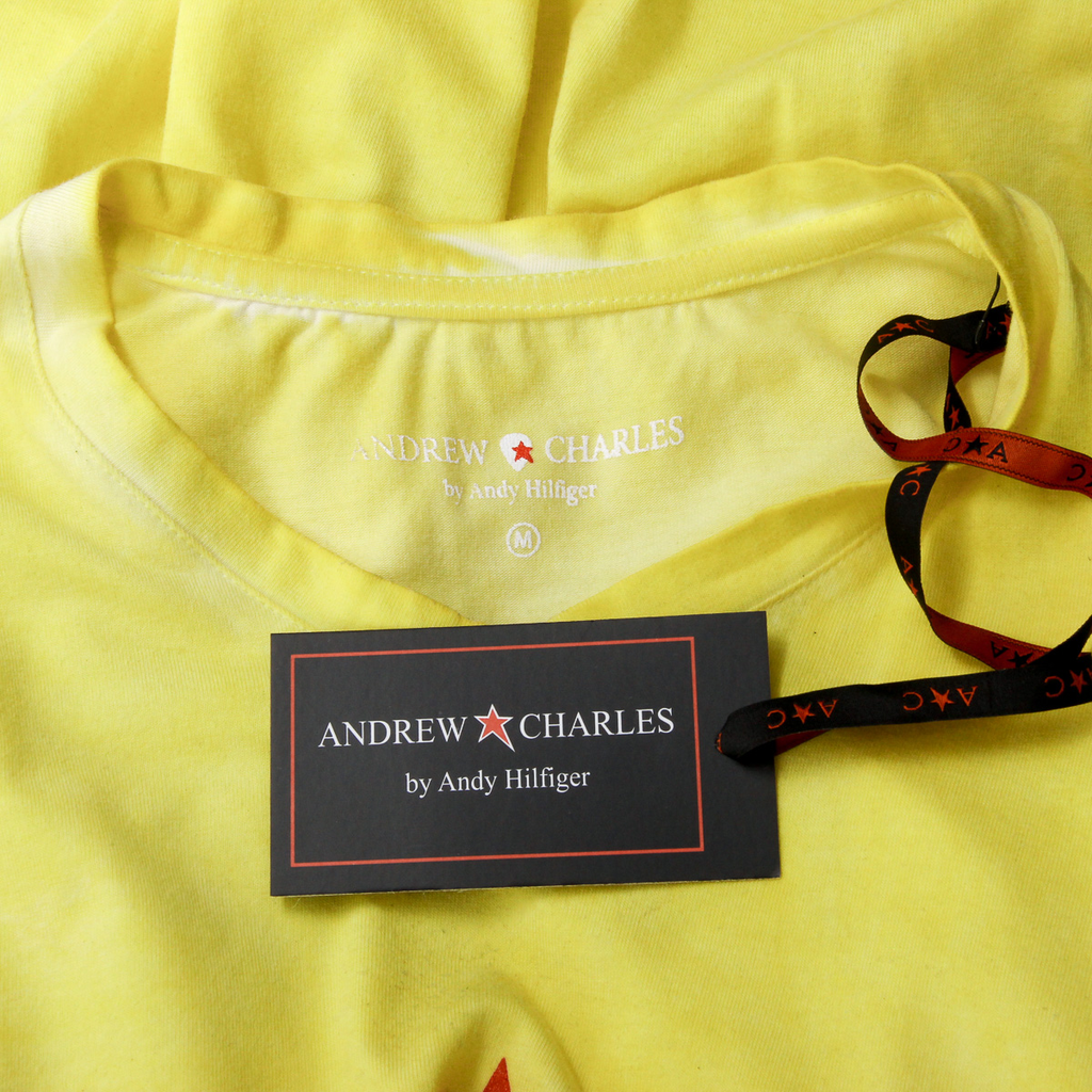 Andrew Charles T-shirt da uomo a maniche corte con scollo a V gialla KOFI