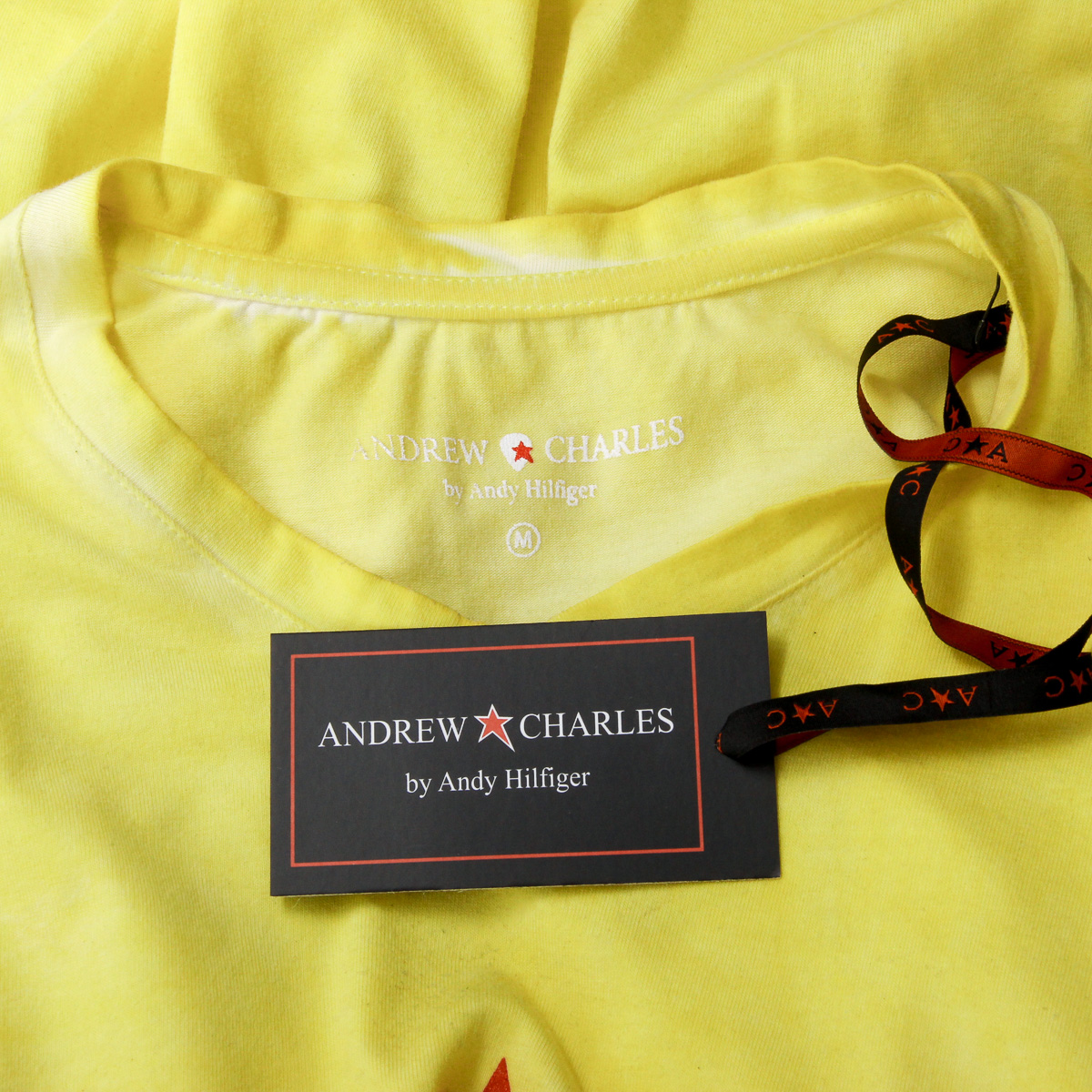 Andrew Charles T-shirt da uomo a maniche corte con scollo a V gialla KOFI