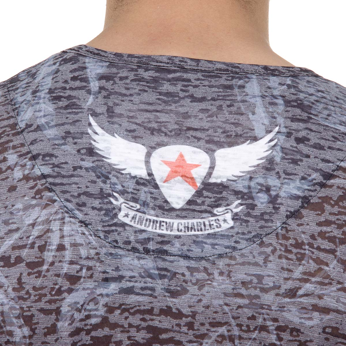 Andrew Charles T-shirt da uomo a maniche corte con scollo a V nera ISAAC