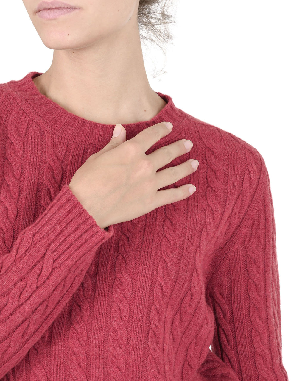 Maglione girocollo da donna in cashmere Crown of Edinburgh COE 0033 ROSSO