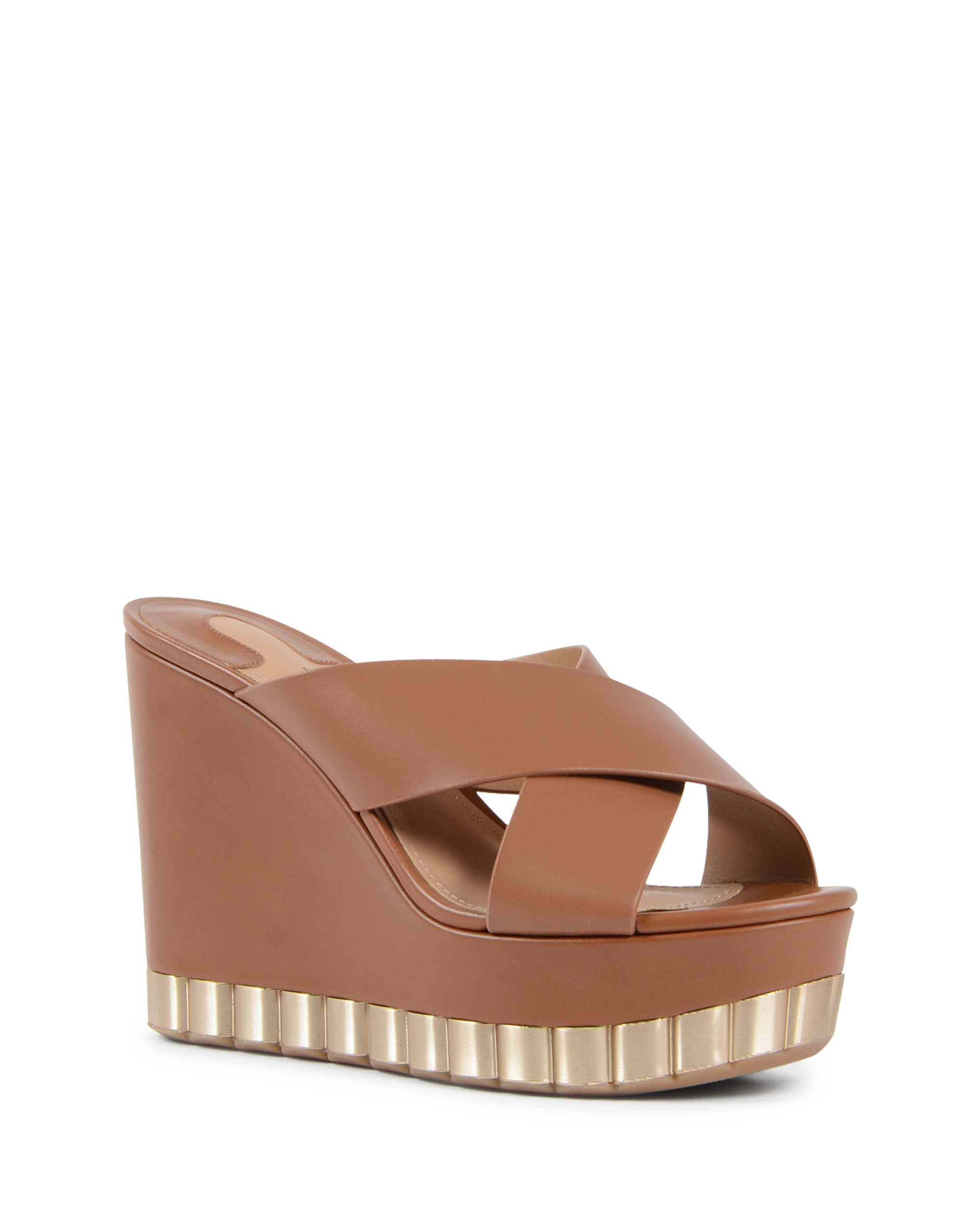 Sandalo con zeppa da donna Salvatore Ferragamo color cuoio NICOSIA