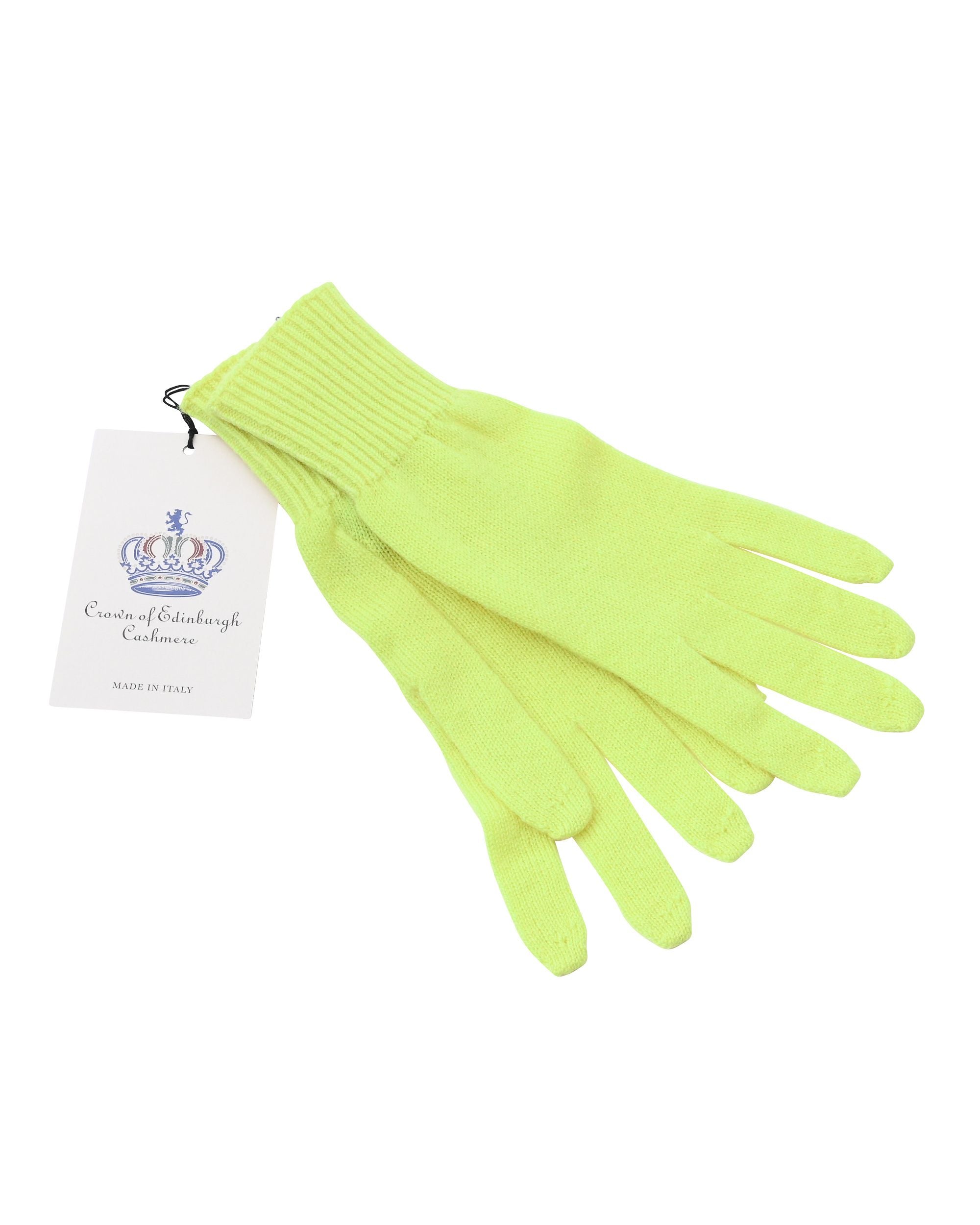 Guanti corti da donna in cashmere Crown of Edinburgh COE 001 GIALLO NEON