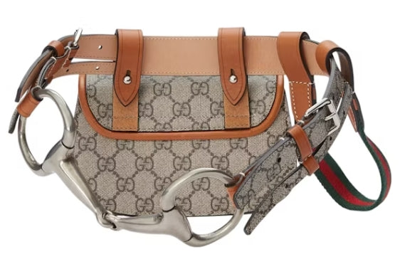 Borsa a tracolla in pelle e bambù con monogramma GG