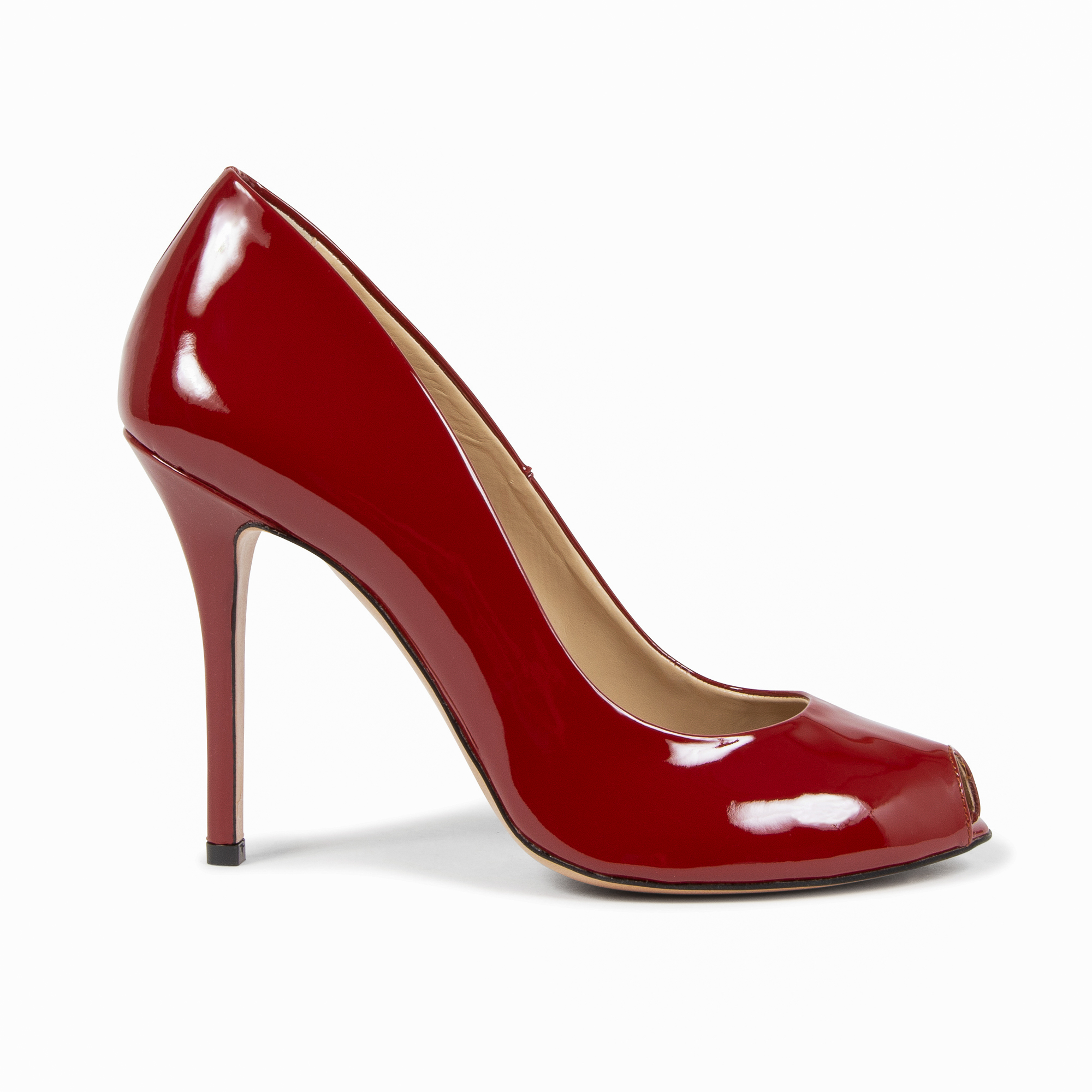 Décolleté Donna V1969 Italia Punta Aperta Rosso Scuro 303 VERNICE AMARANTO