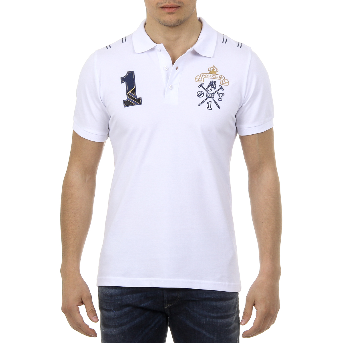 Polo da uomo a maniche corte Ufford & Suffolk Polo Club US008 BIANCO